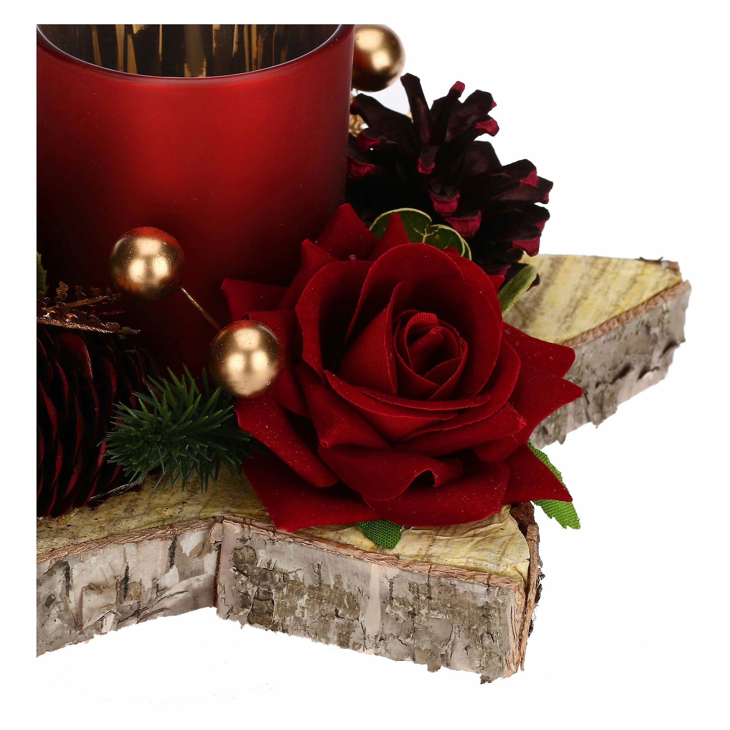 Set da 4, Porta T Light Stella, Quasirosso - Legno E Materiali Naturali, 17 x 9 cm