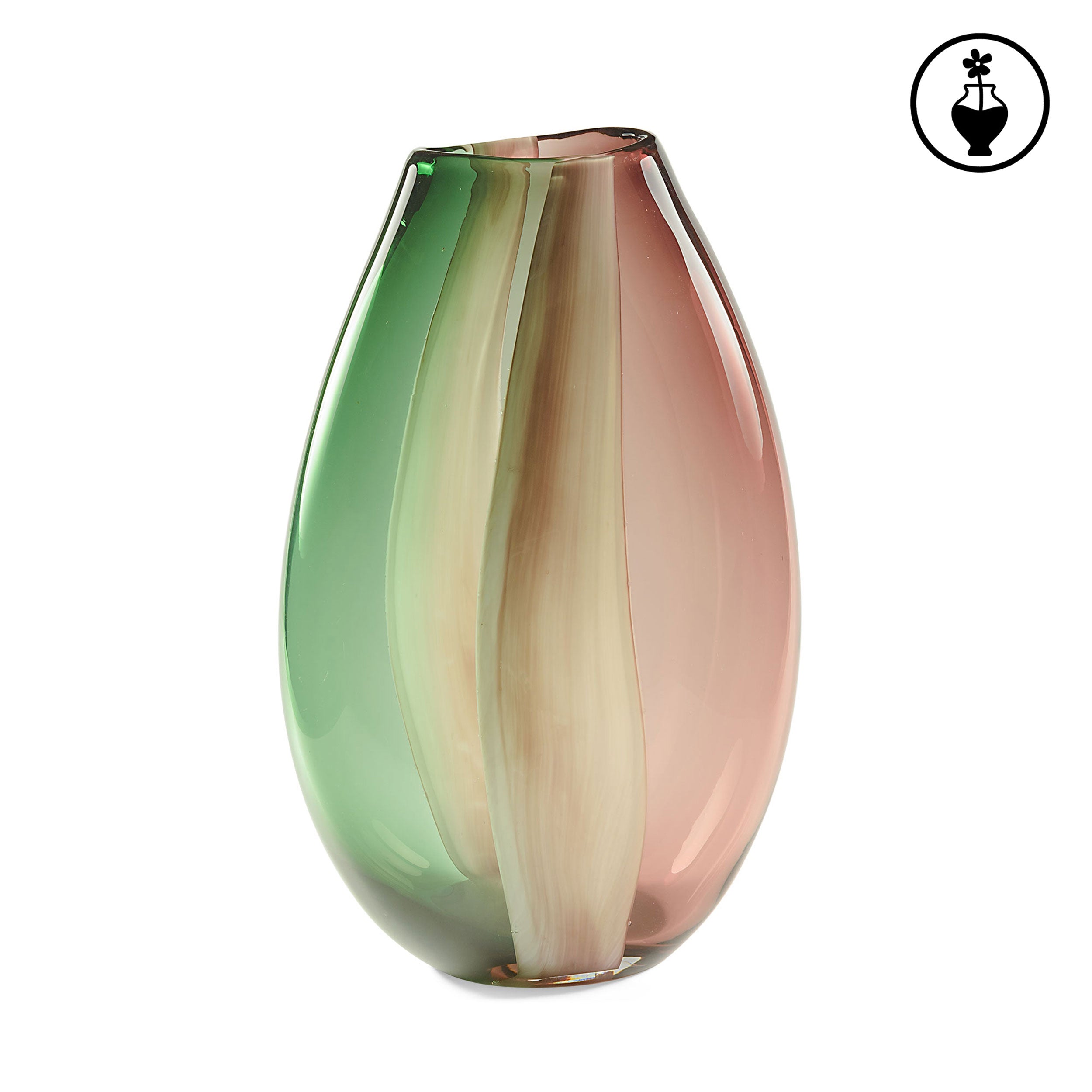 Vaso Rosa L, Sullatela - Vetro, 22x13x33 cm
