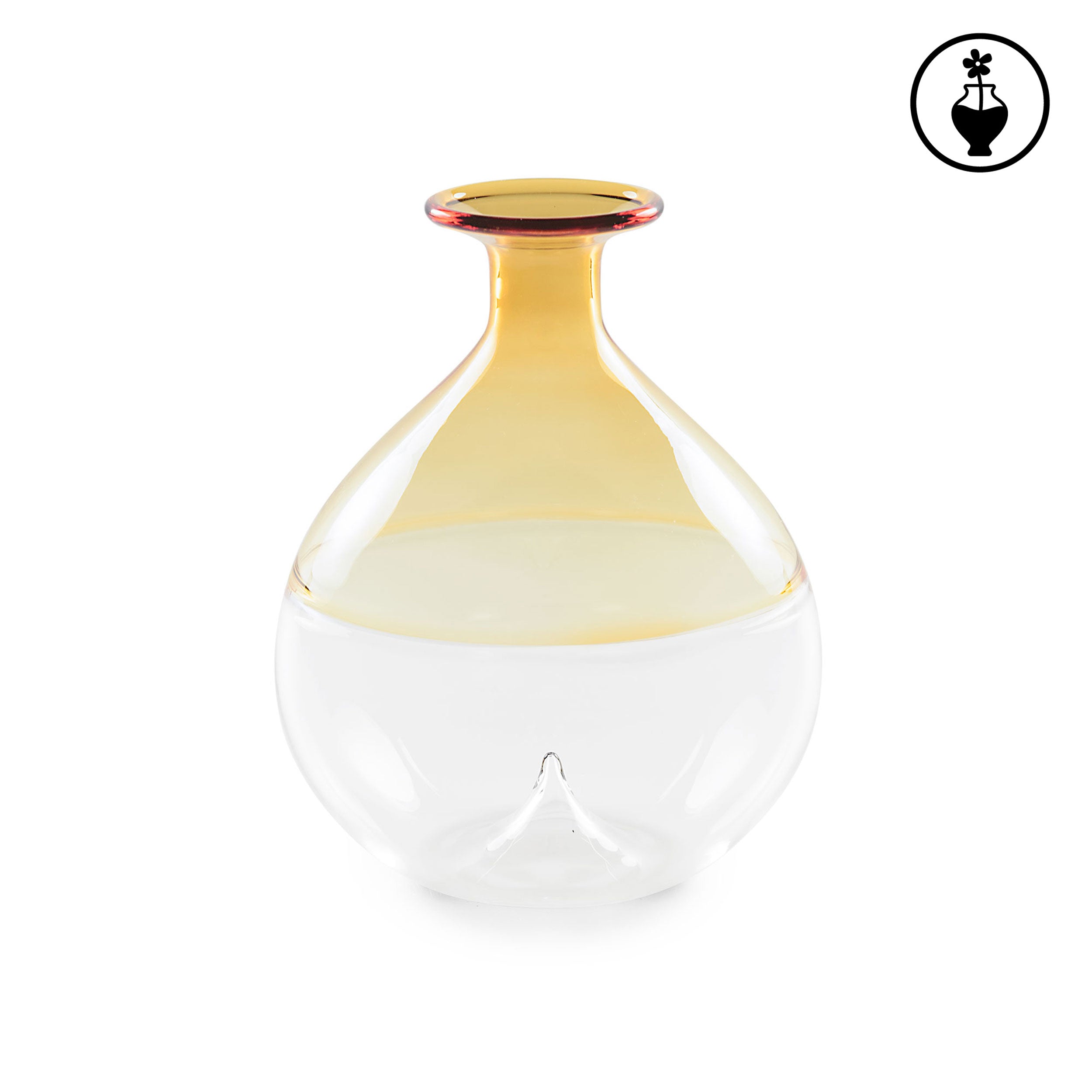 Vaso Monofiore Giallo, Ameta - Vetro, 12x12x14,5 cm