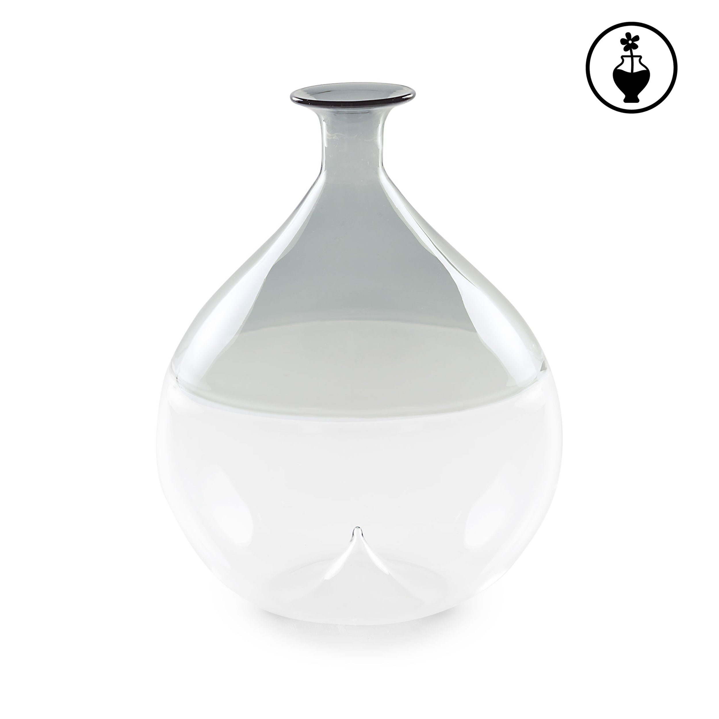 Vaso Monofiore Grigio, Ameta - Vetro, 15x15x19 cm