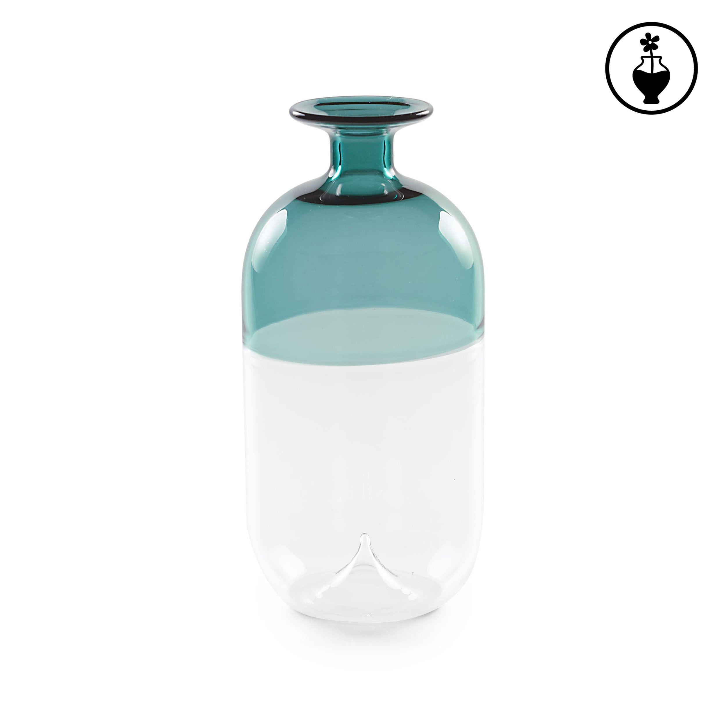 Vaso Monofiore Verde, Ameta - Vetro, 8x8x16,8 cm
