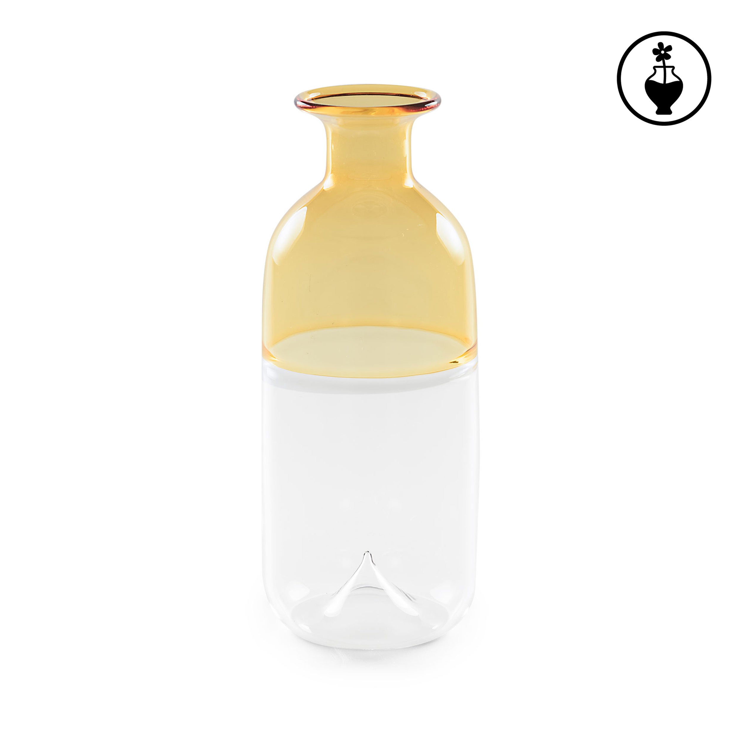 Vaso Monofiore Giallo, Ameta - Vetro, 7,5x7,5x18,6 cm