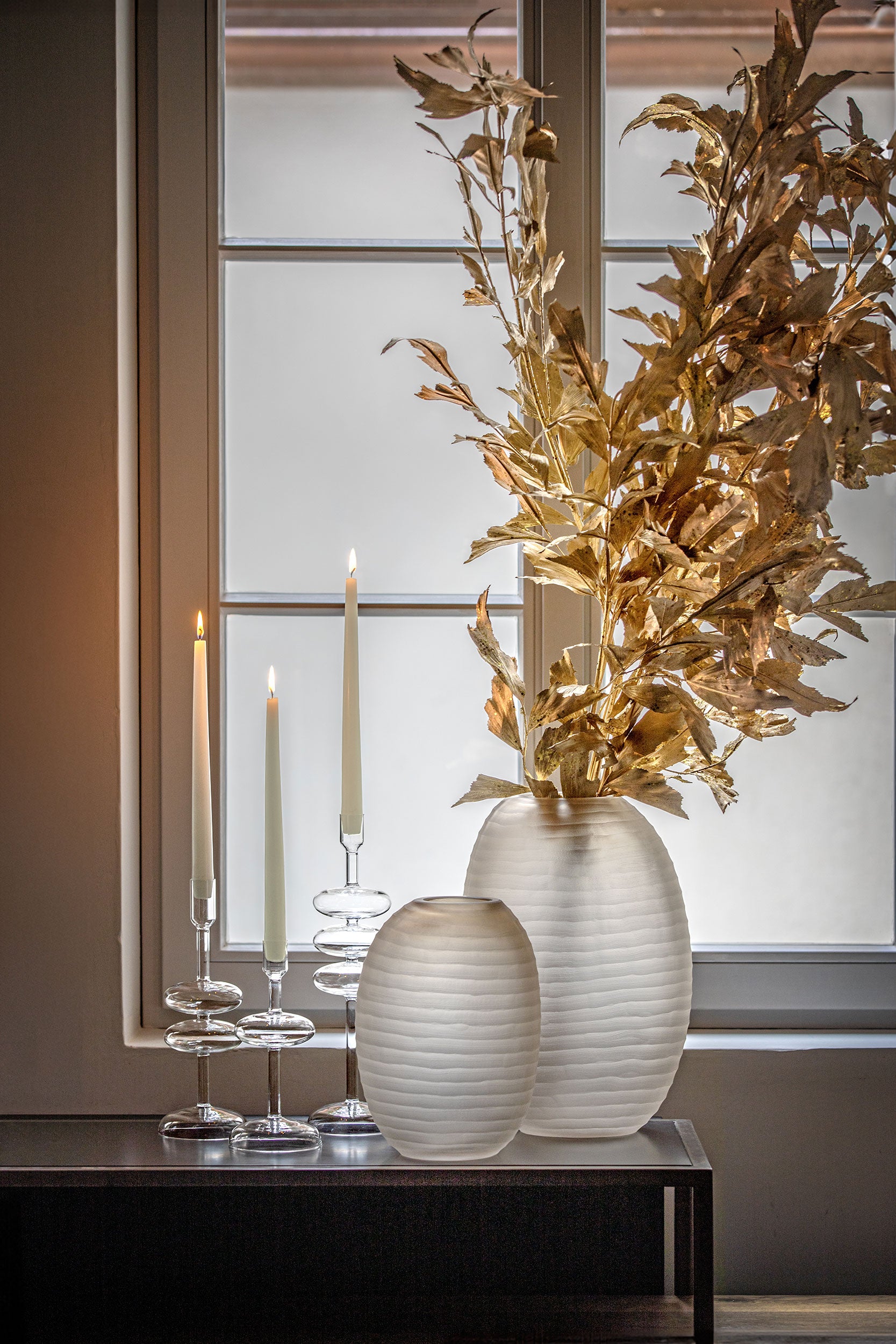 Vaso Basso, Striati - Vetro, 36,5x30x7,5 cm