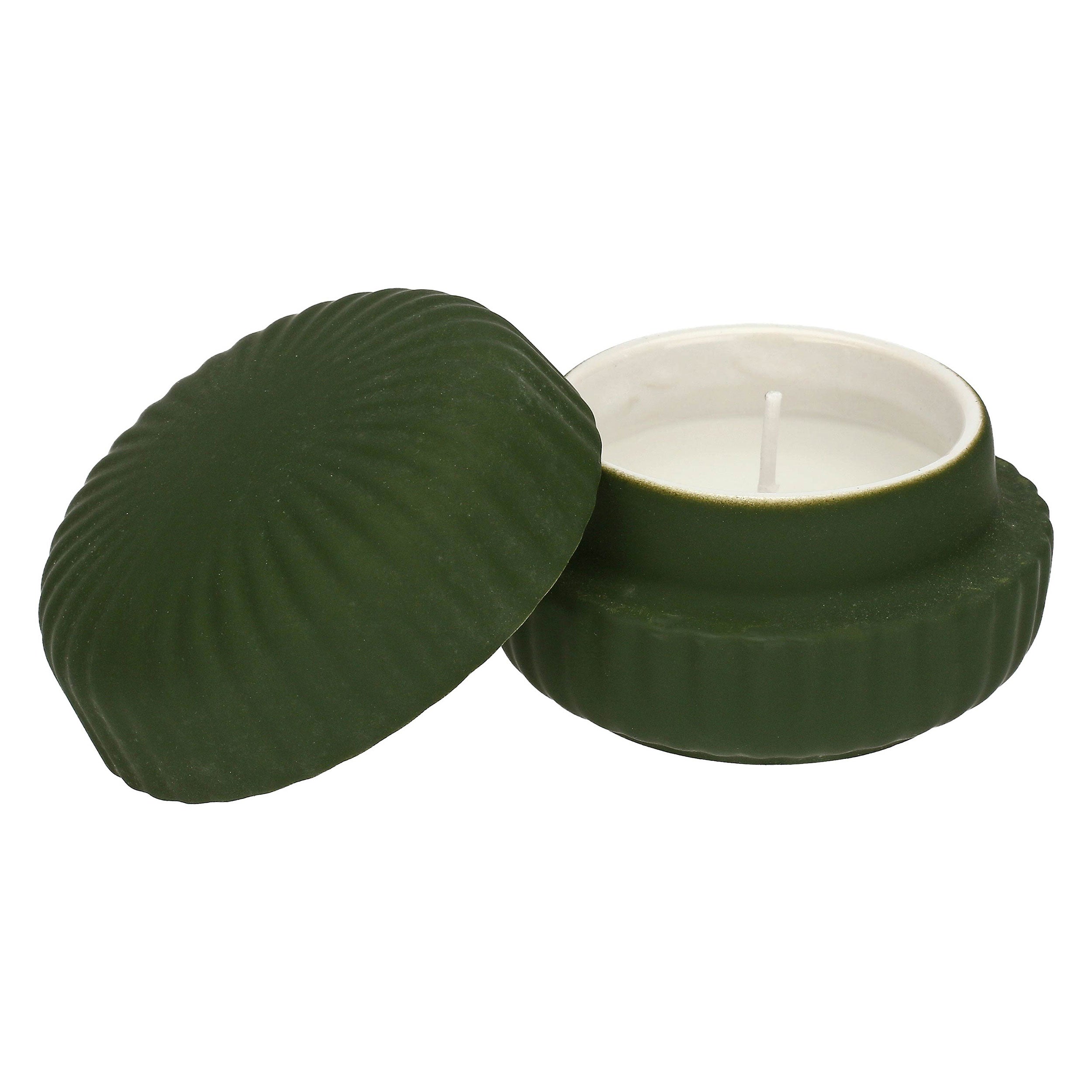Candela Verde Coperchio, Sofficeluce - Ceramica, 8 x 8 x 5,3 cm