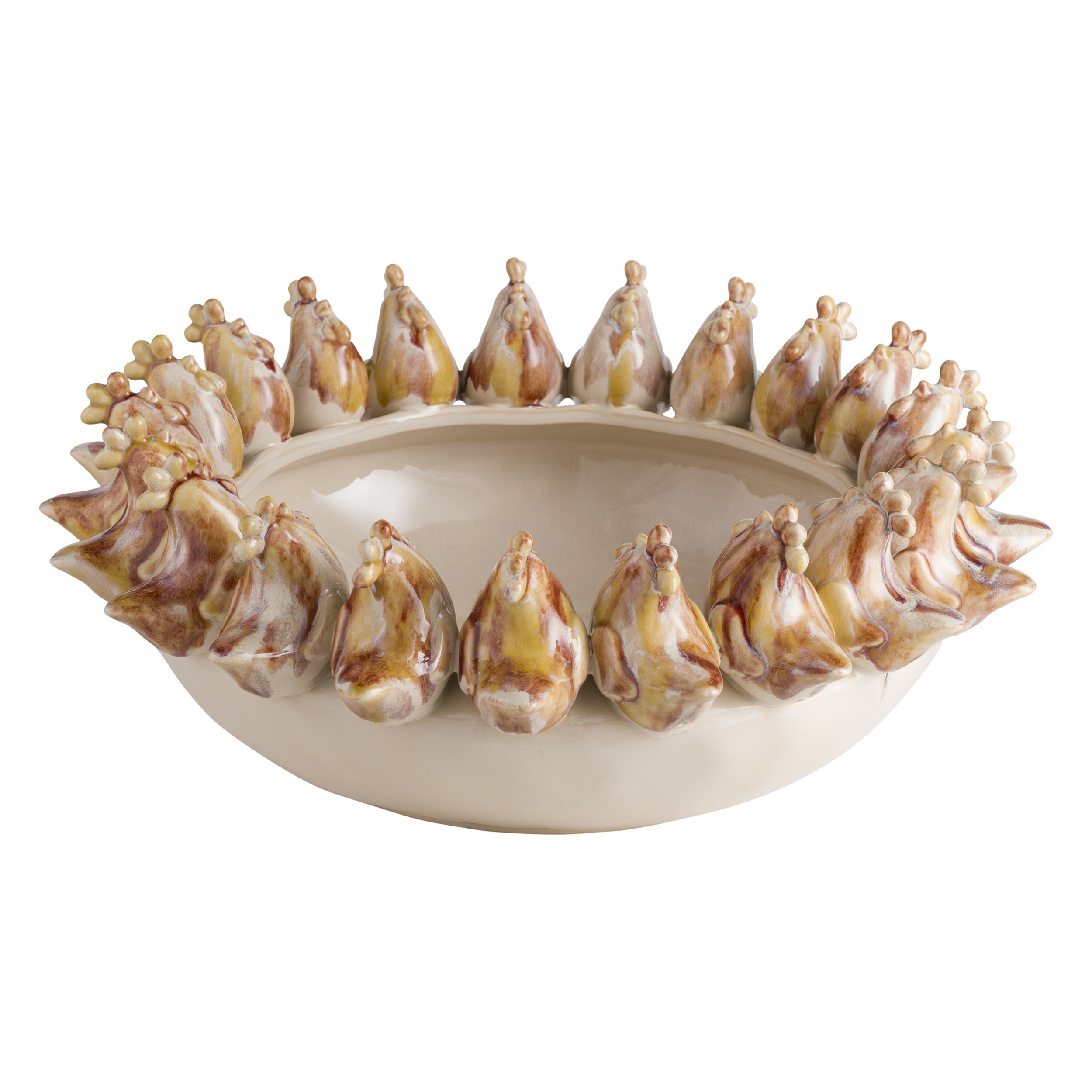 Centrotavola Galline, Vedetta - Porcellana, 39,8x39,8x16,2 cm