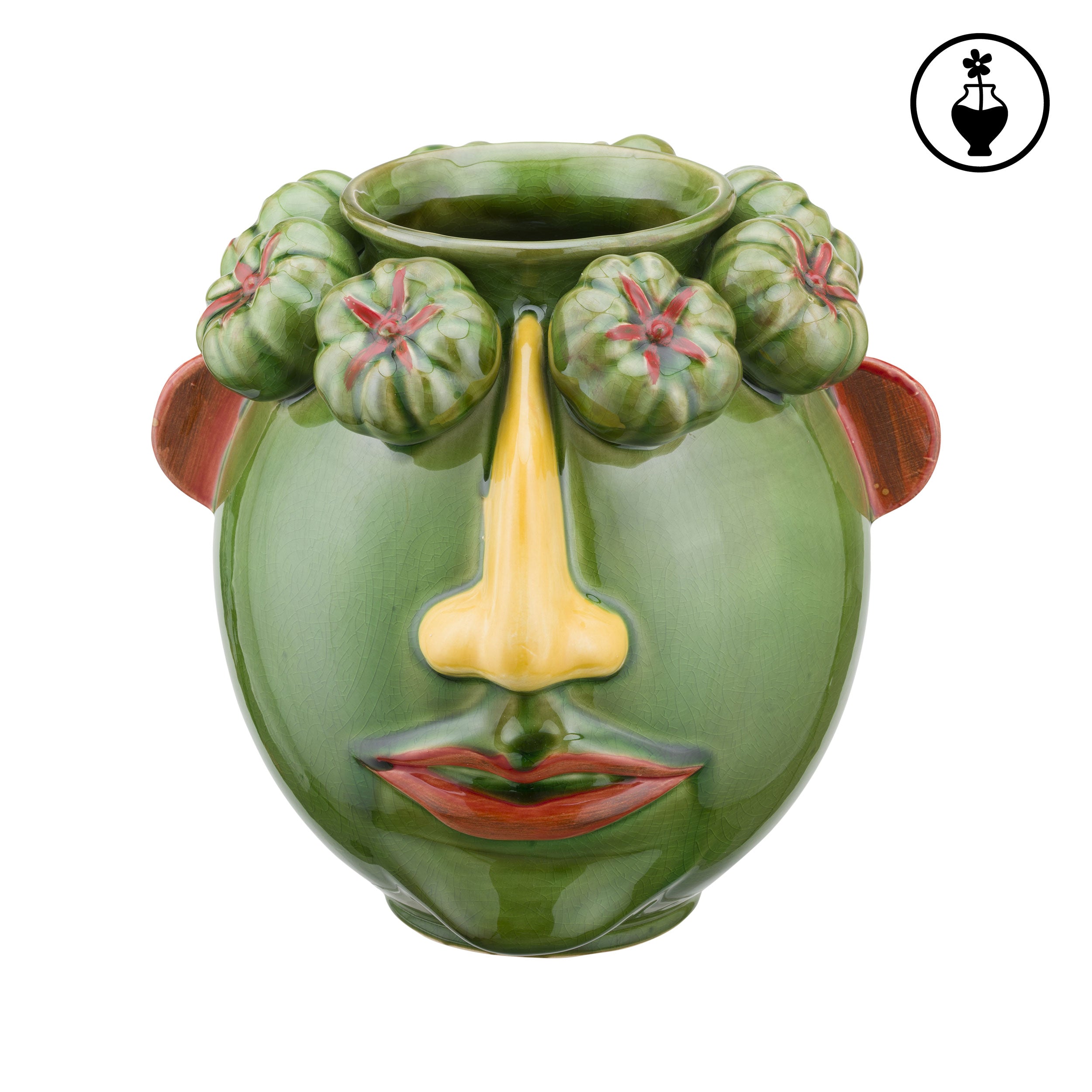 Vaso M Verde, Arciboldo - Porcellana, 27x25x25,5 cm