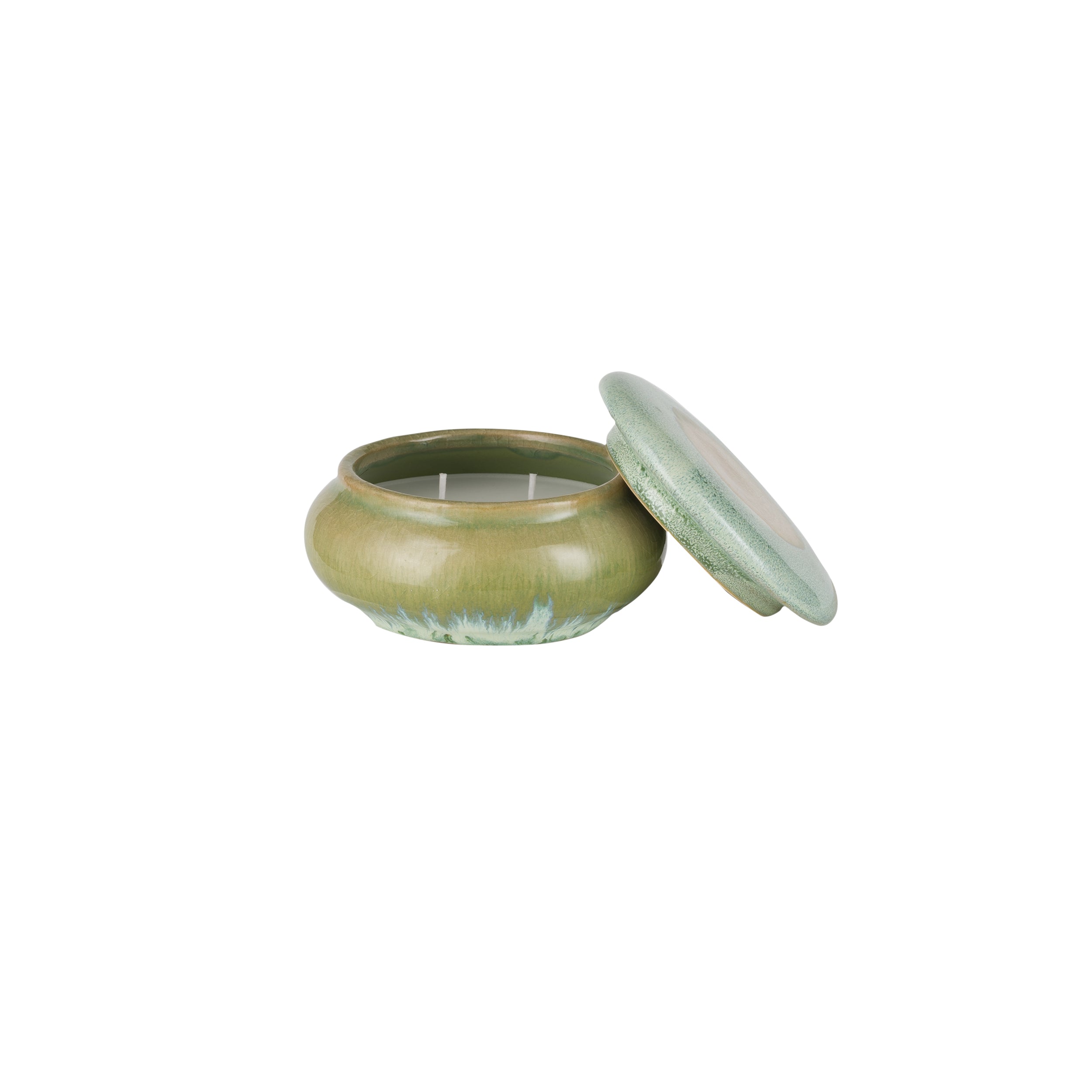 Candela Verde Coperchio, Dalmondo - Gres e Cera, Total: 12,5x12,5x7 cm