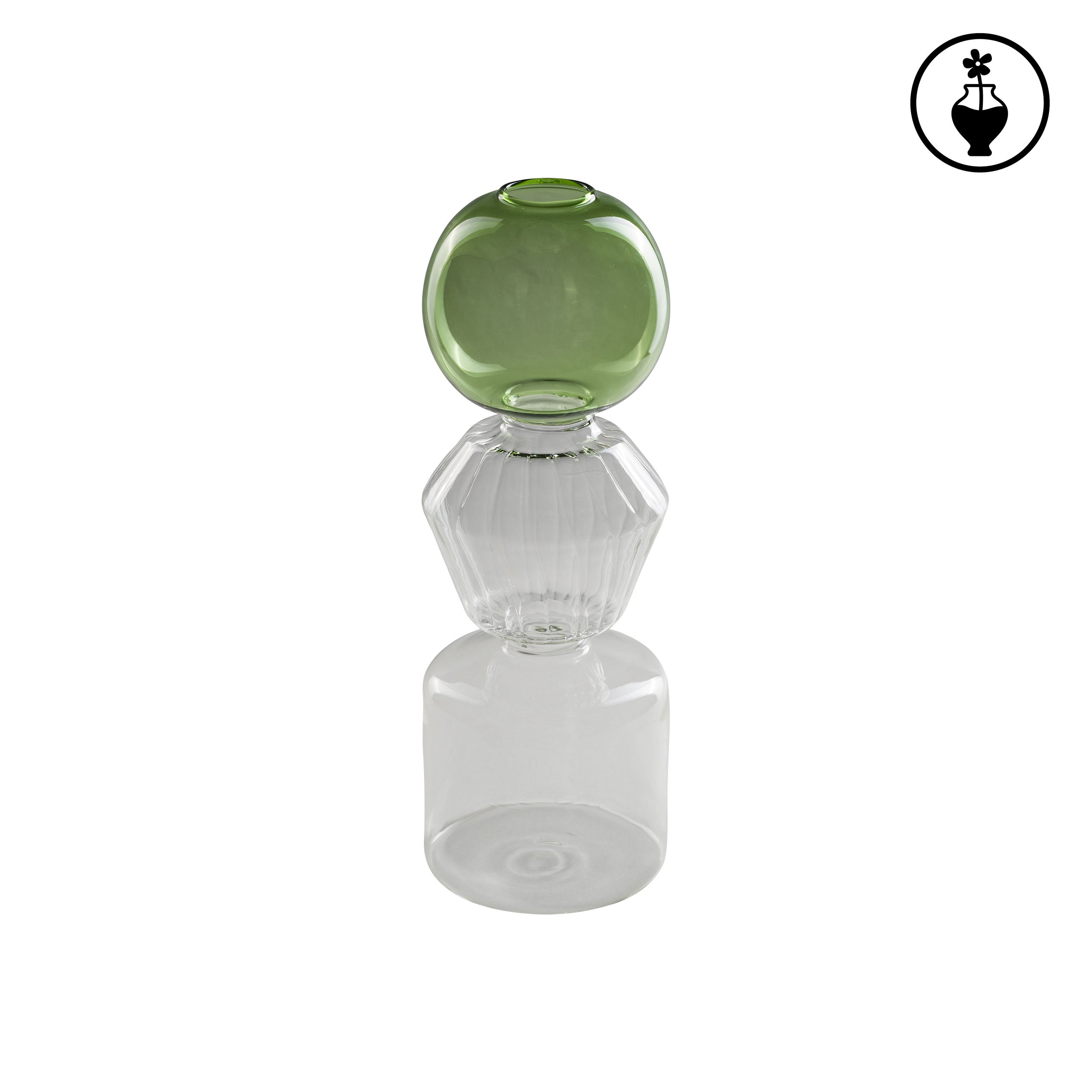 Vaso Monofiore L Verde, Versavice - Vetro Borosilicato, 10x10x28 cm