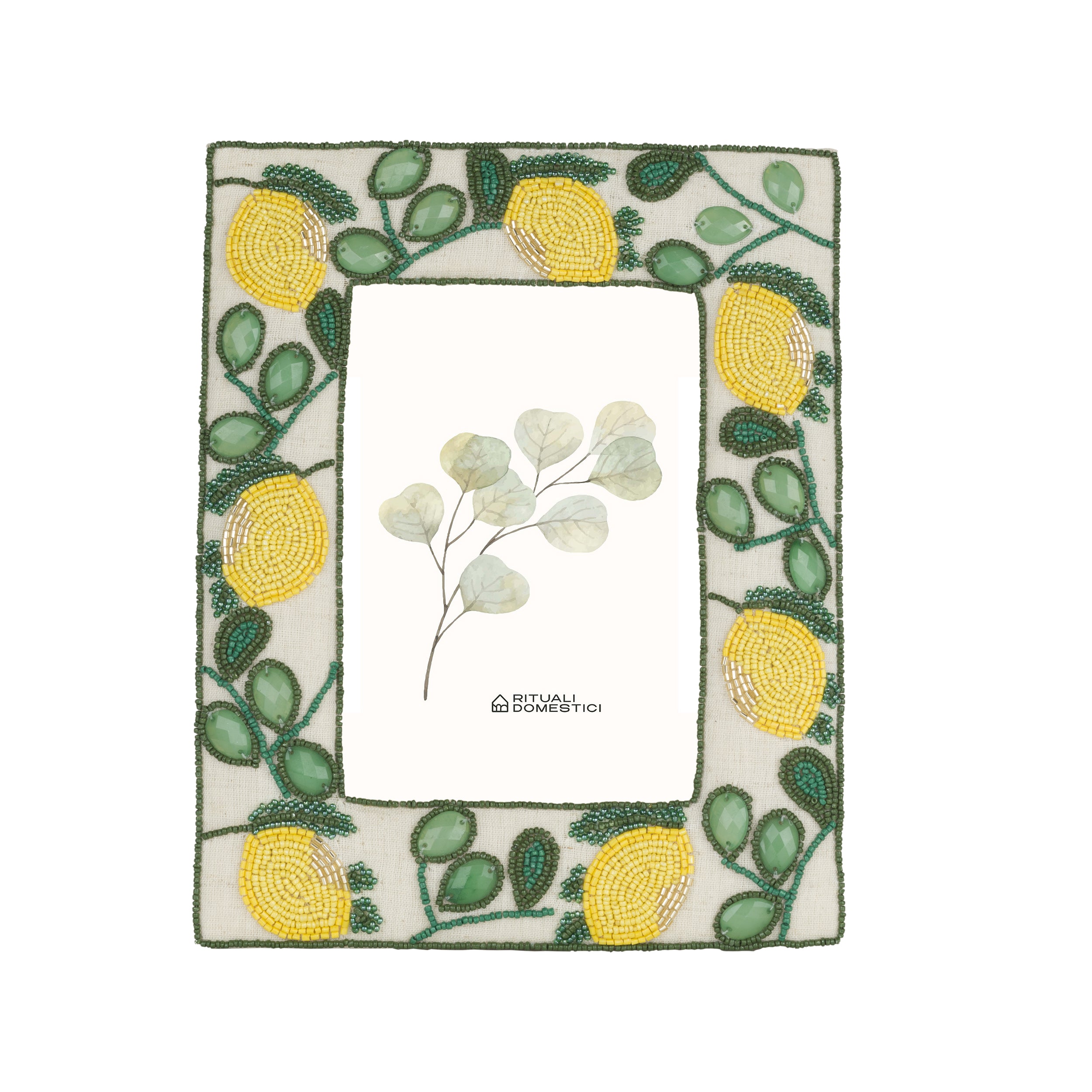 Portafoto Limoni, Mille306perline - Resina / Perline di vetro / Cotone, 20 x 2 x 25h cm