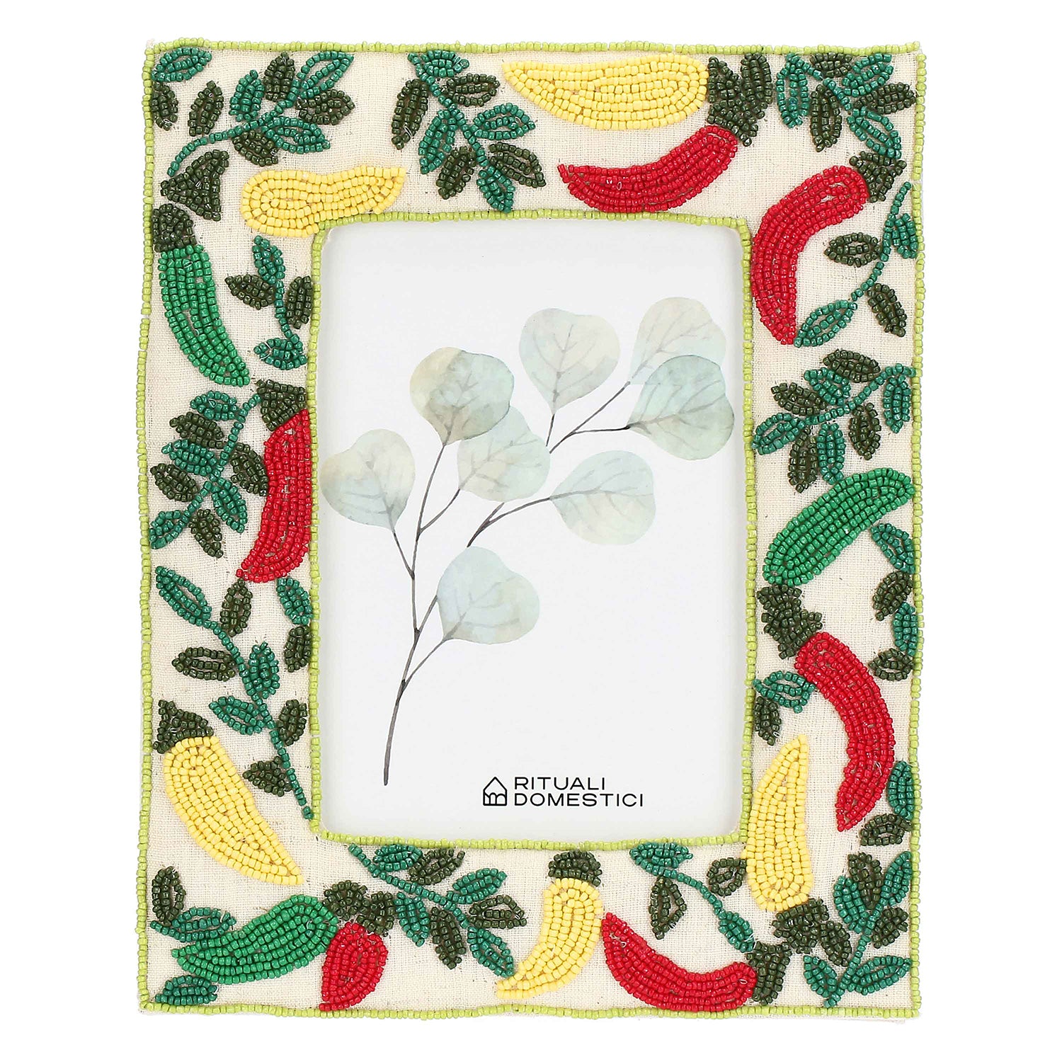 Portafoto Peperoncino, Mille306perline - Resina / Perline di vetro / Cotone, 20 x 2 x 25h cm