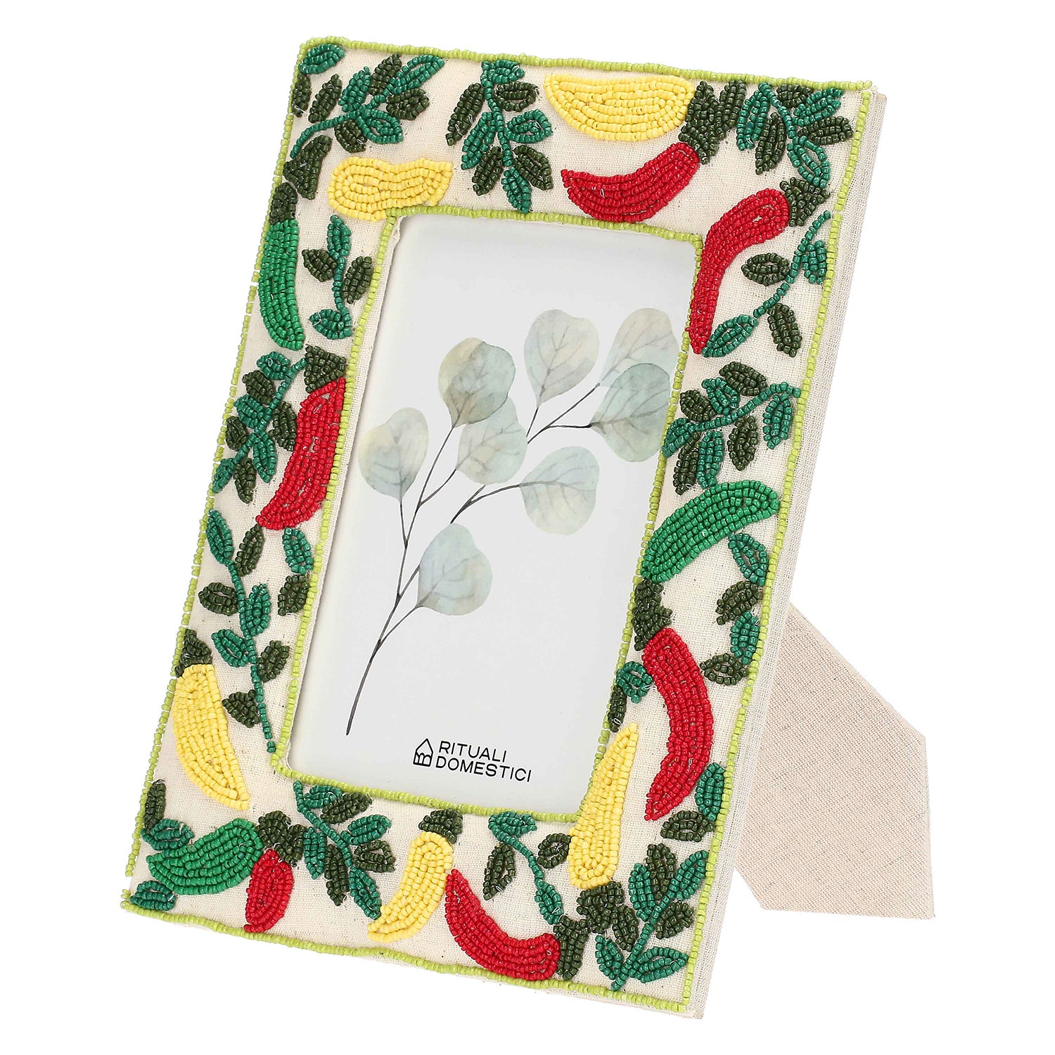 Portafoto Peperoncino, Mille306perline - Resina / Perline di vetro / Cotone, 20 x 2 x 25h cm