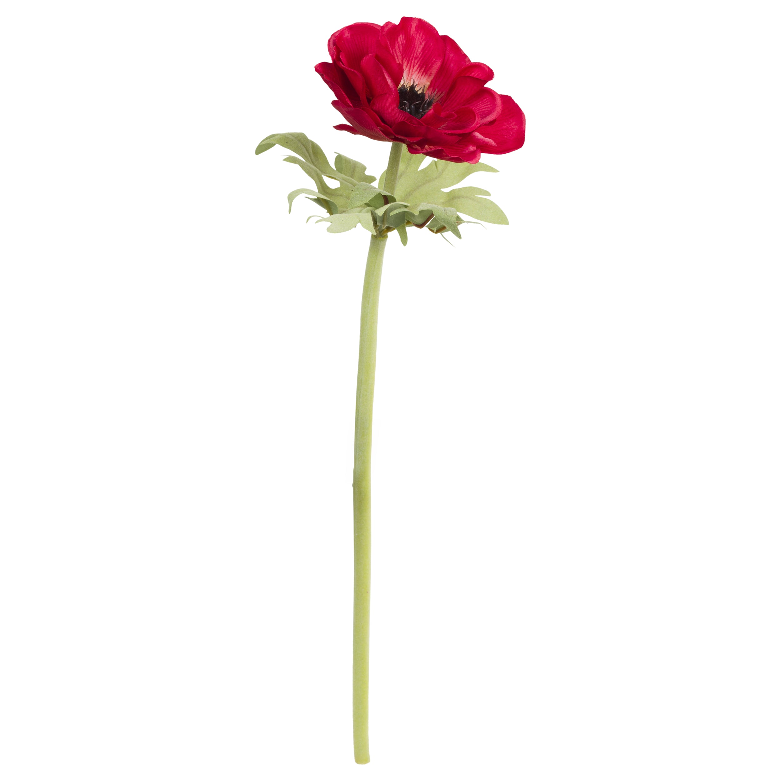 Set da 12, Anemone Rosso, Fiorile - Poliestere, ferro, 50 cm