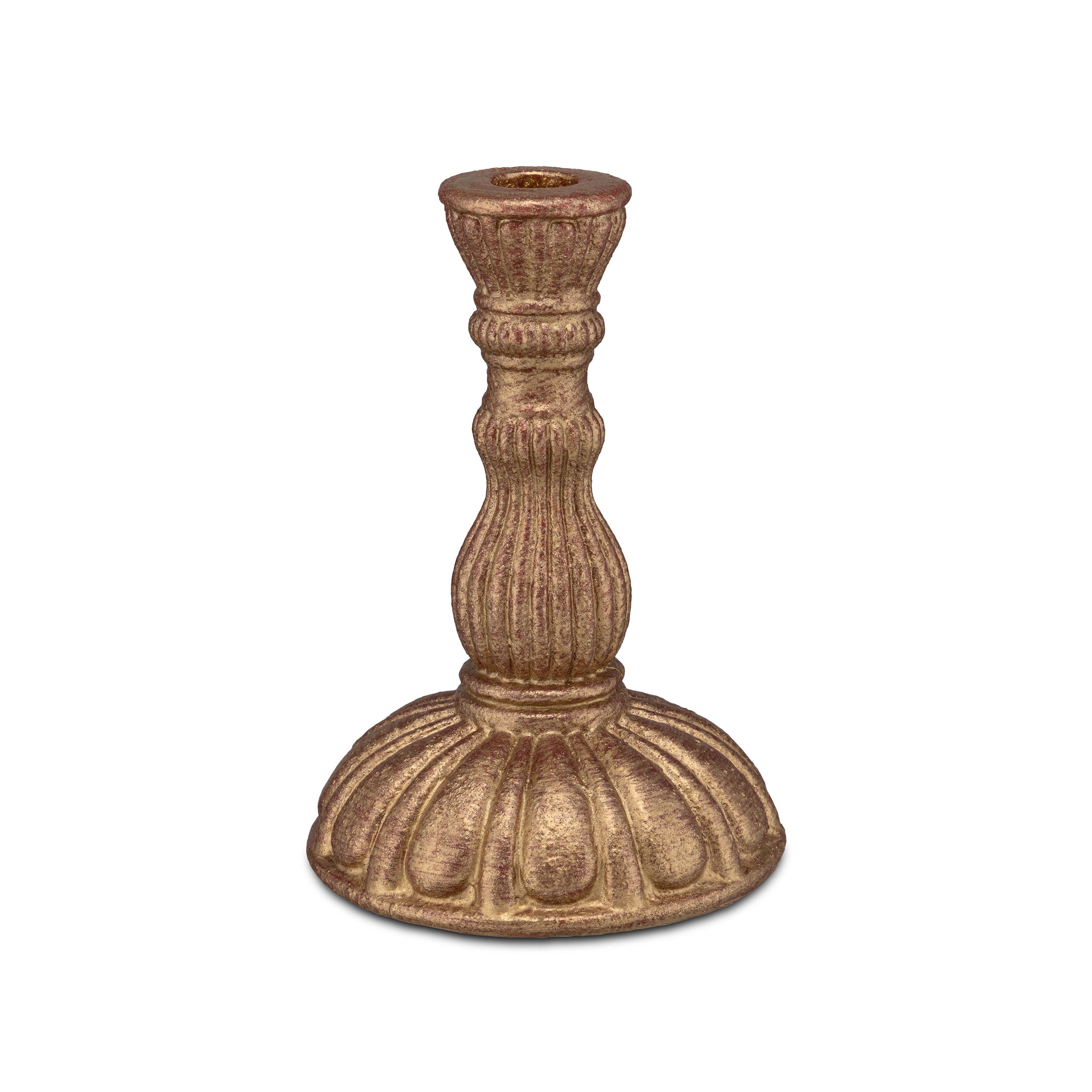 Set da 2, Portacandela Oro Rosso L, Faccioluce - Cemento, 12,5x12,5x18 cm
