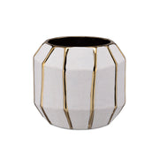 Set da 2, Cachepot Bianco Oro S, Kintsugi - Stoneware, 15x15x13 cm
