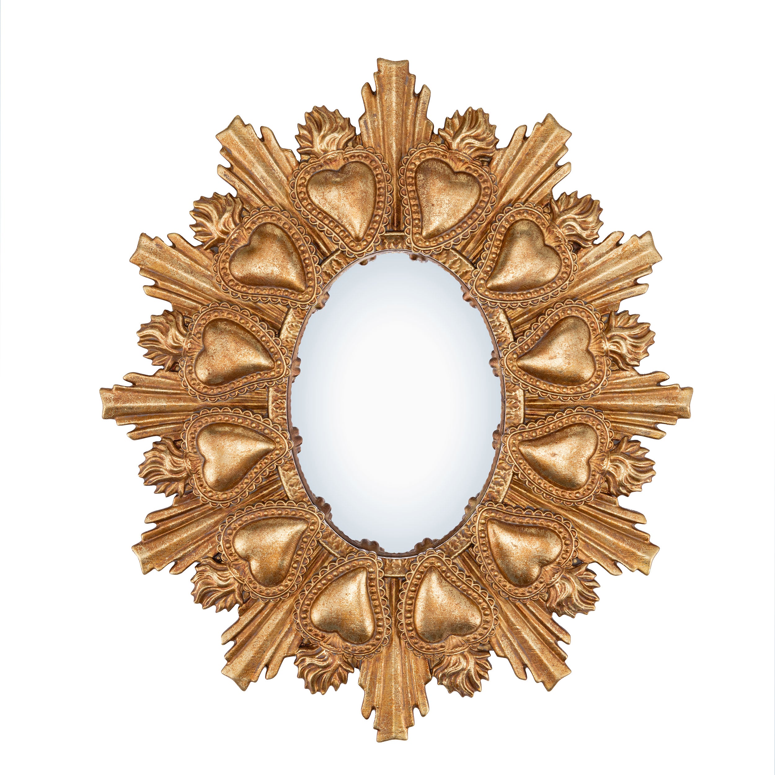 Specchio Ovale Cuori, Reame - Resina, 32,30x2,10x37,50
