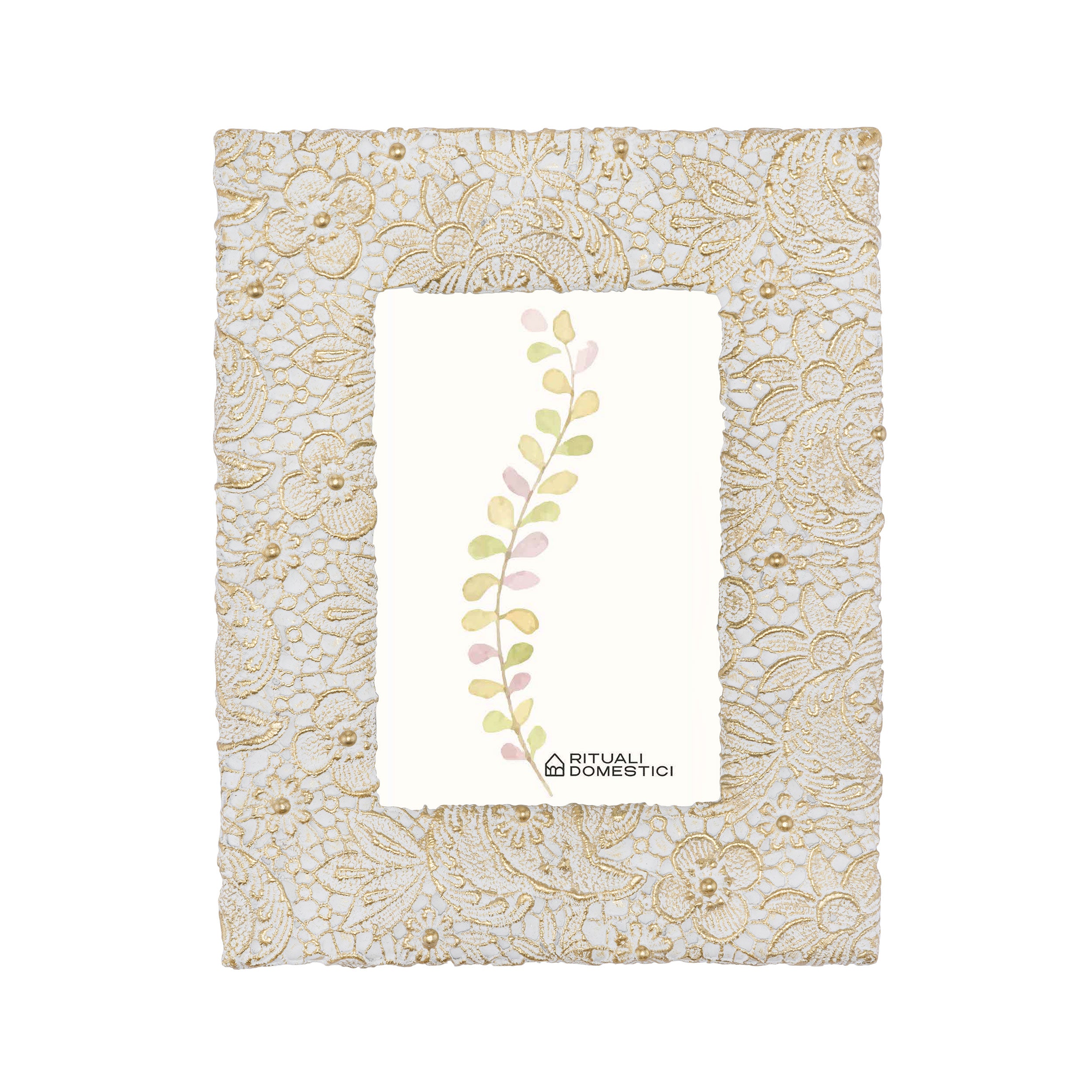 Set da 2, Portafoto Pizzo Bianco, Tiguardo - Resina, 18,40x2,20x23,20 cm
