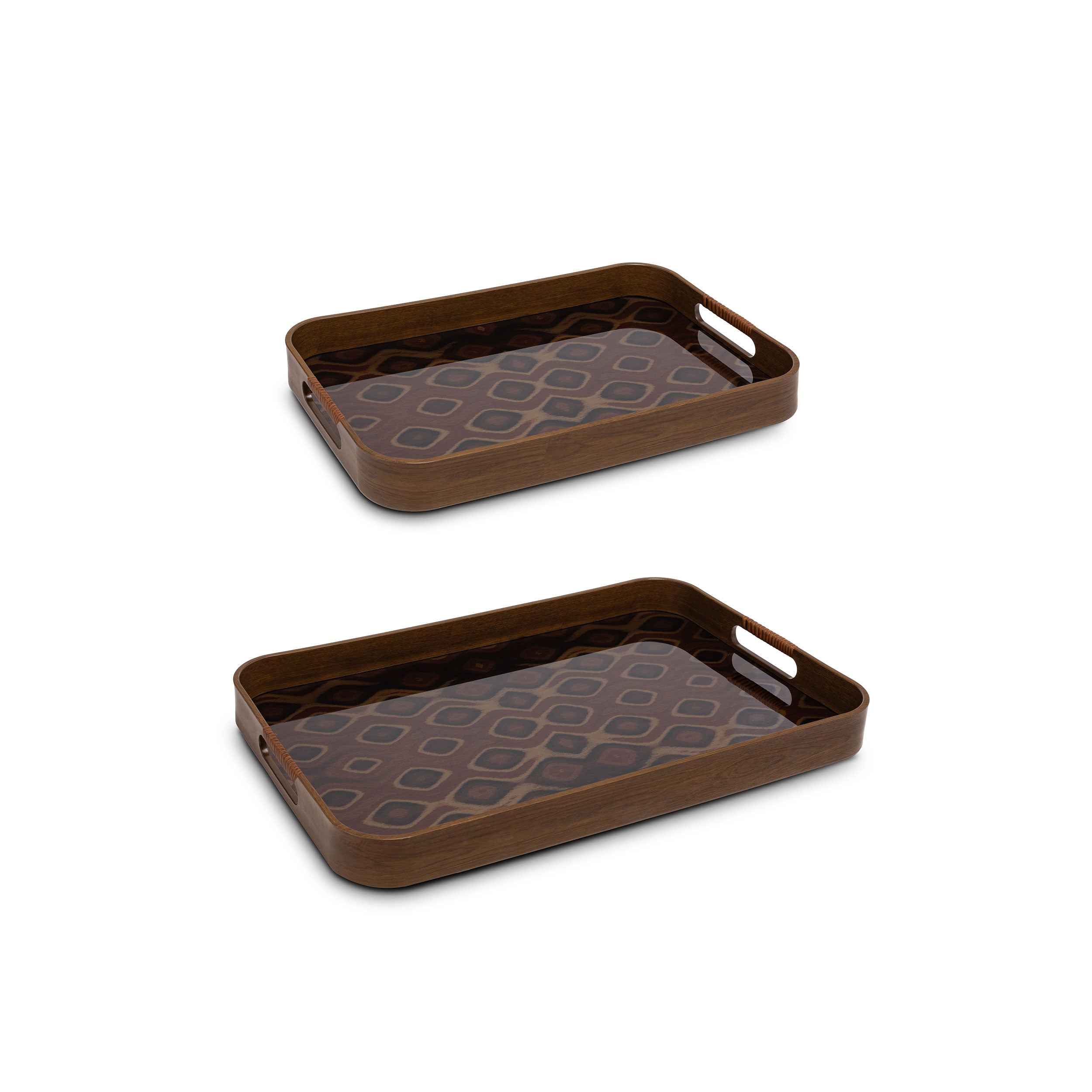 Set 2, Vassoi rettangolari Pavone, Galateo - Pvc, 27x42,5x4,5cm 32,5x50,7x4,5cm