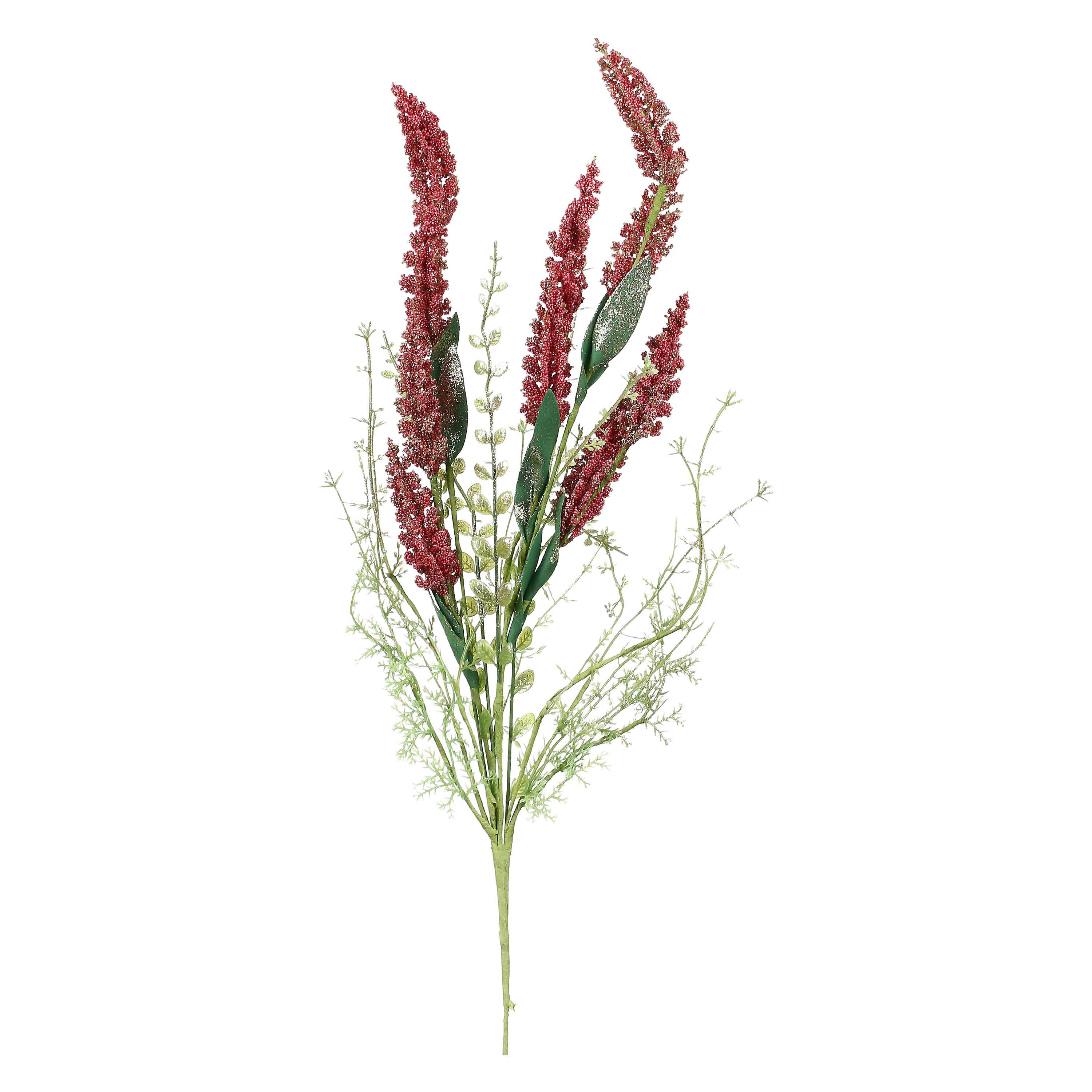 Set da 12, Rosso Rabarbaro, Flora - Tessuto E Plastica, 35 cm