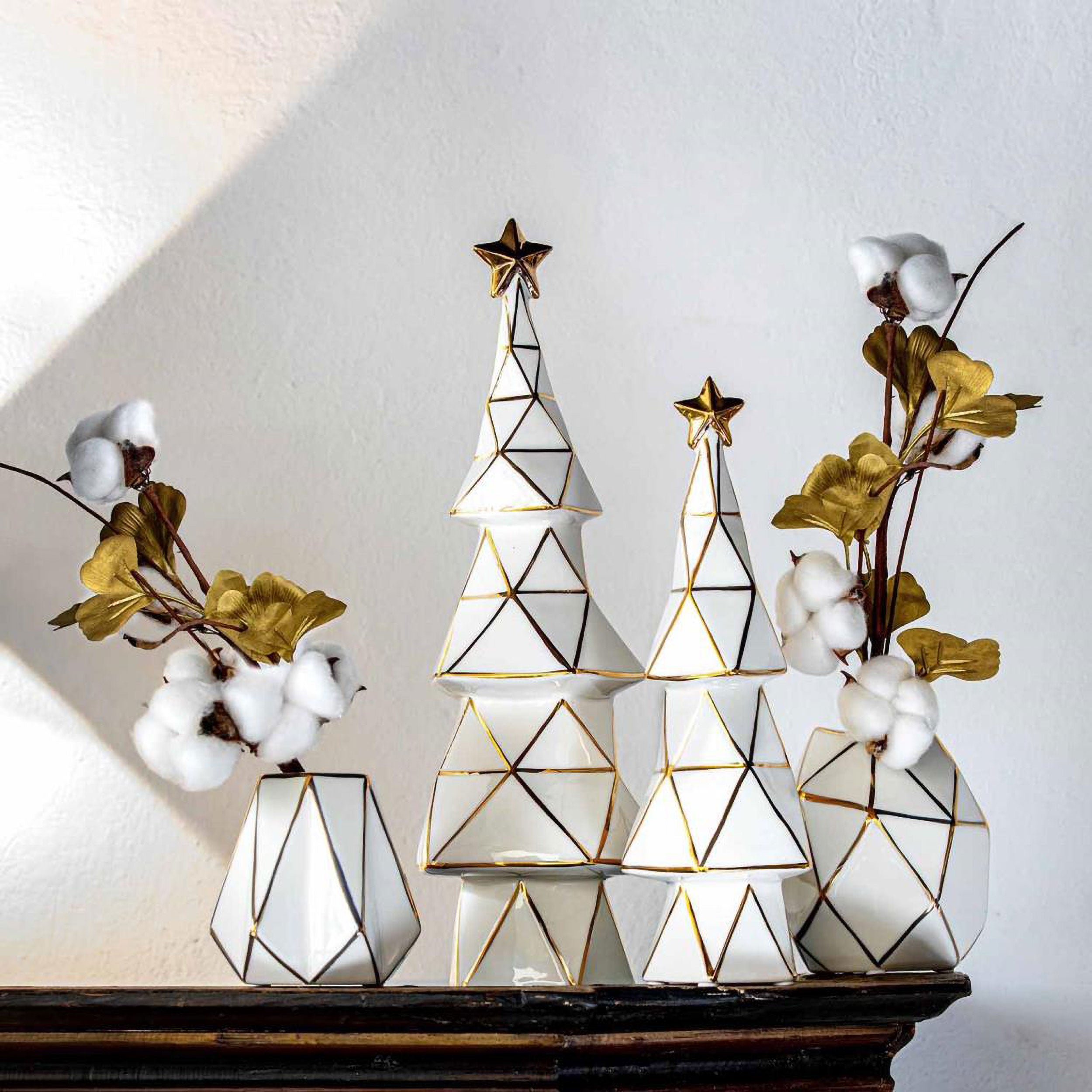 Vaso Oro, Cubismo - Porcellana, 35 cm