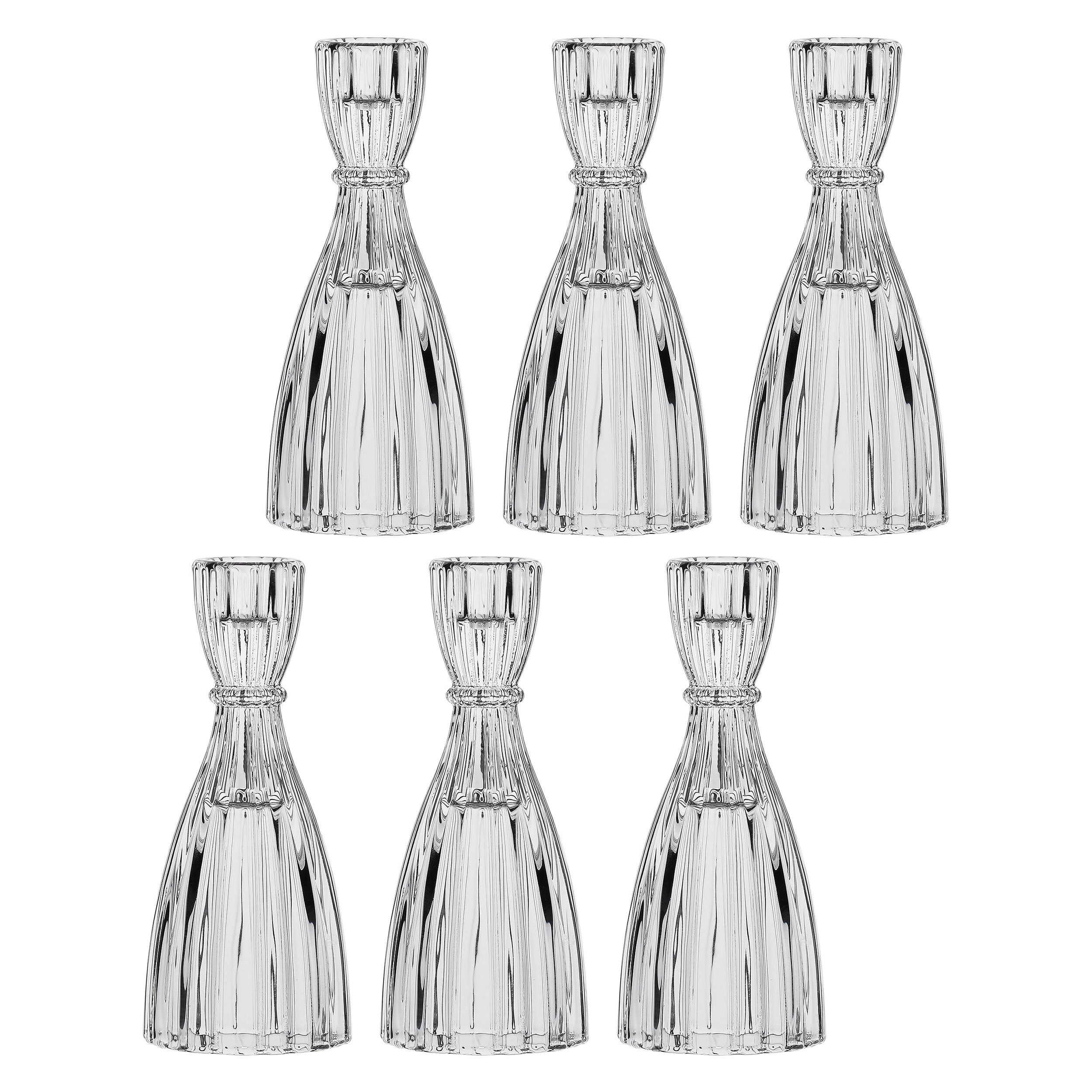 Set da 6, Portacandela M Vetro, Lumella - Vetro, 57 cm, zolla Ø 14