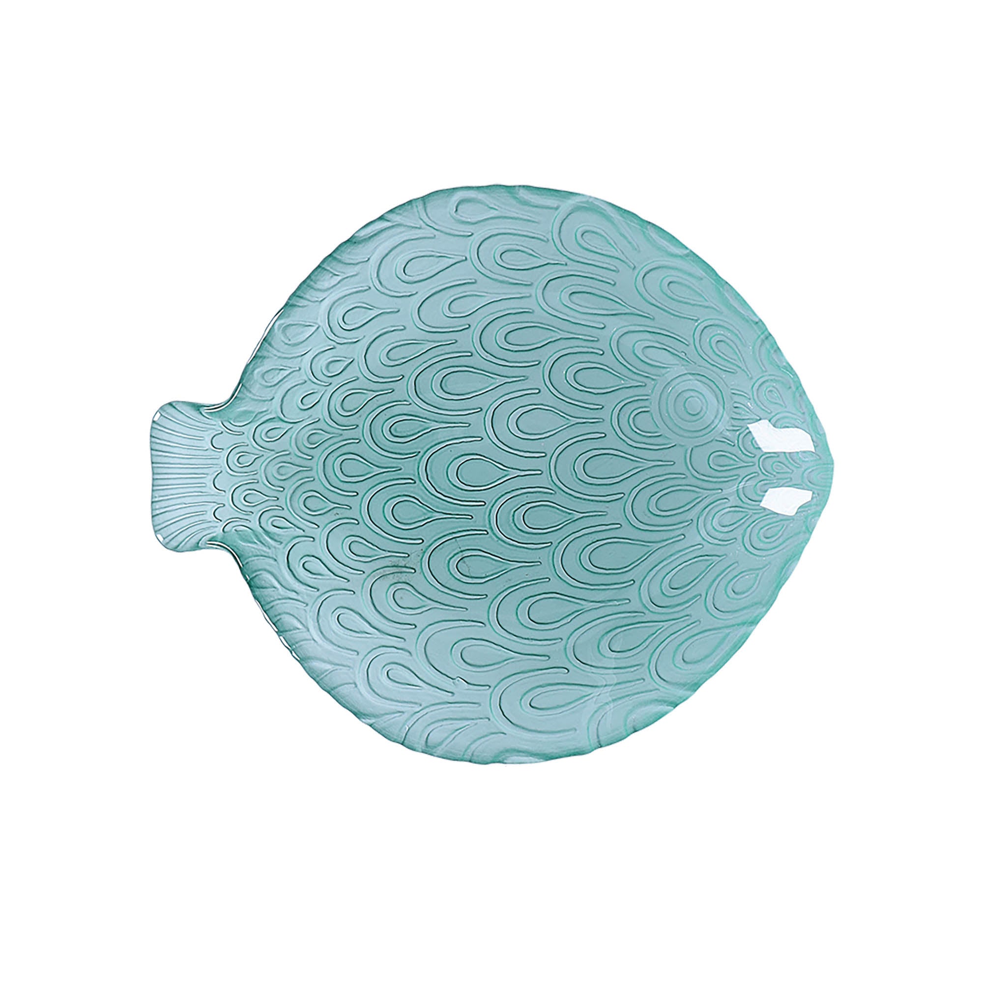 Set of 2, Green Fantasy Fish Plate M, Susanna - Glass