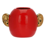 Vaso Orecchie Rosso E Oro, Pensami - Gres, Ø 10x15,5h cm