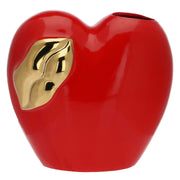 Vaso Cuore C/Bocca Rosso Oro, Pensami - Gres, Ø 10x15,5h cm