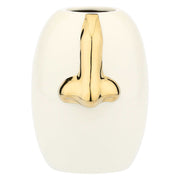 Vaso Naso Bianco E Oro, Pensami - Gres, Ø 10x15,5h cm