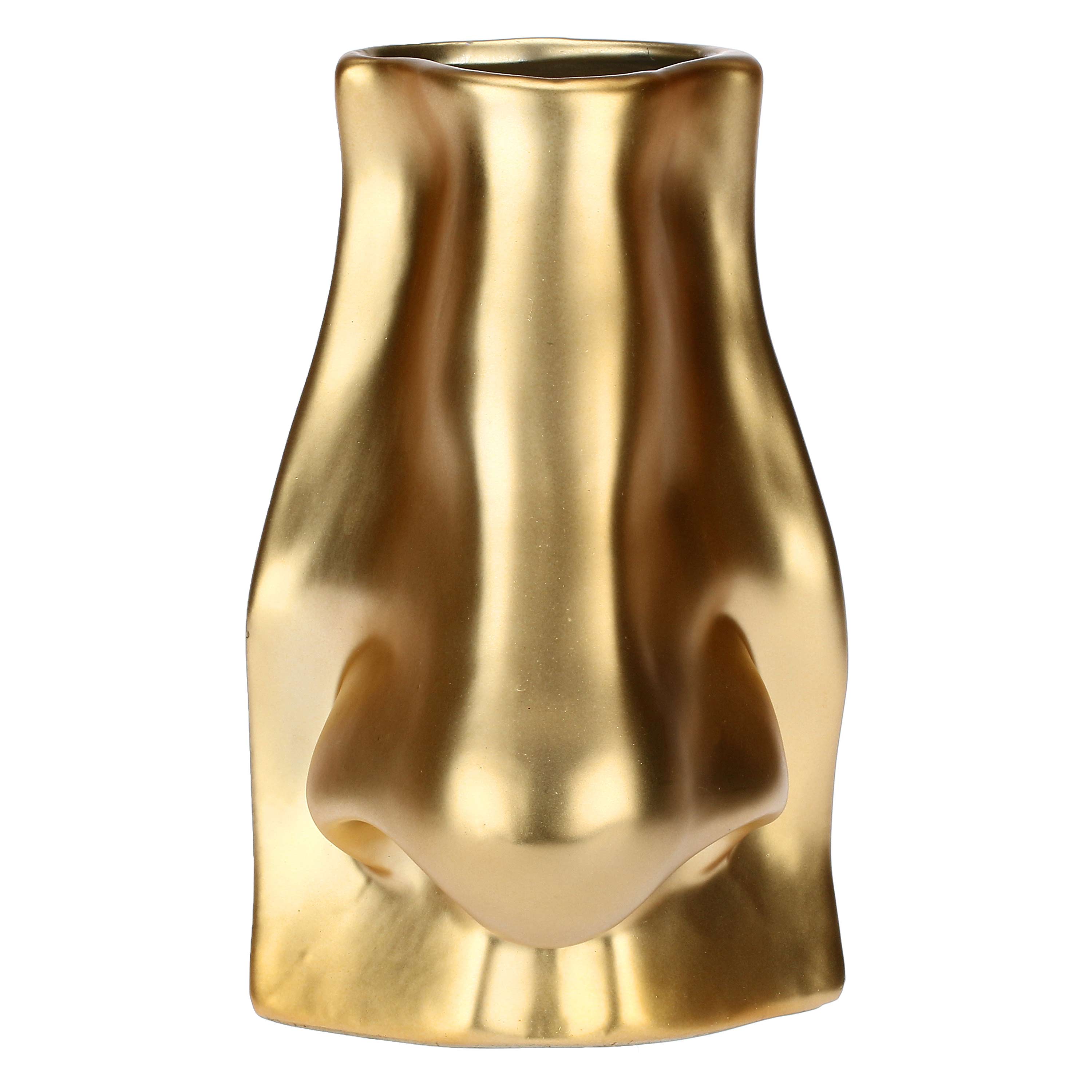 Vaso Deco Naso L Oro, Augusto - Ceramica, Ø 10x30h cm