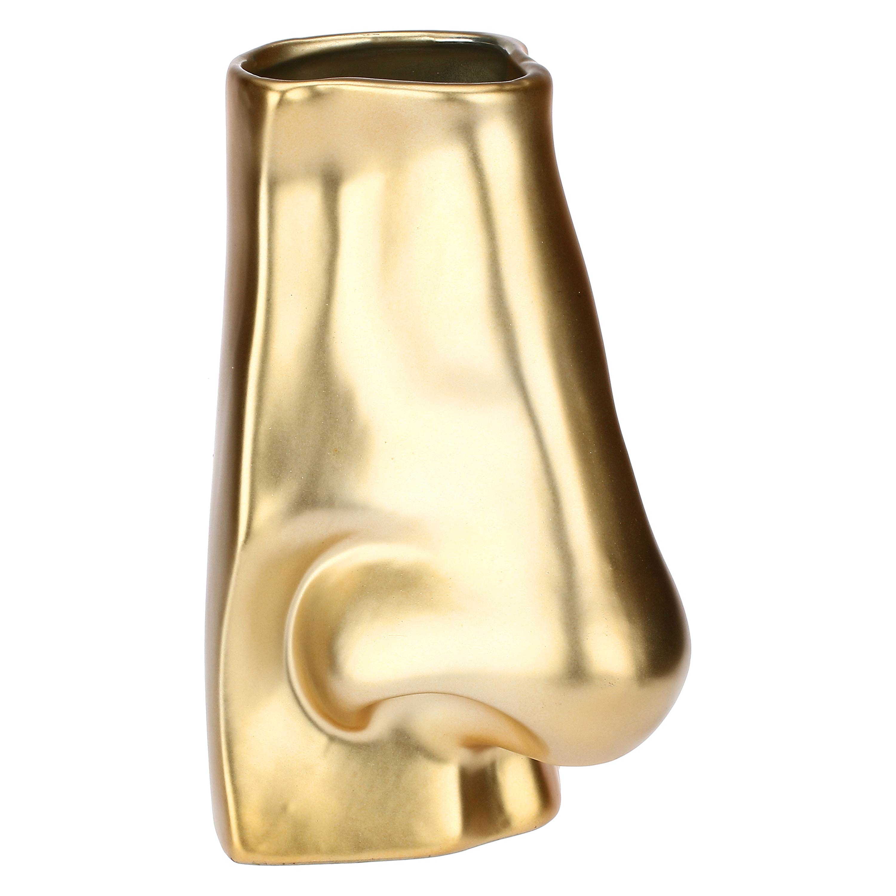 Vaso Deco Naso L Oro, Augusto - Ceramica, Ø 10x30h cm