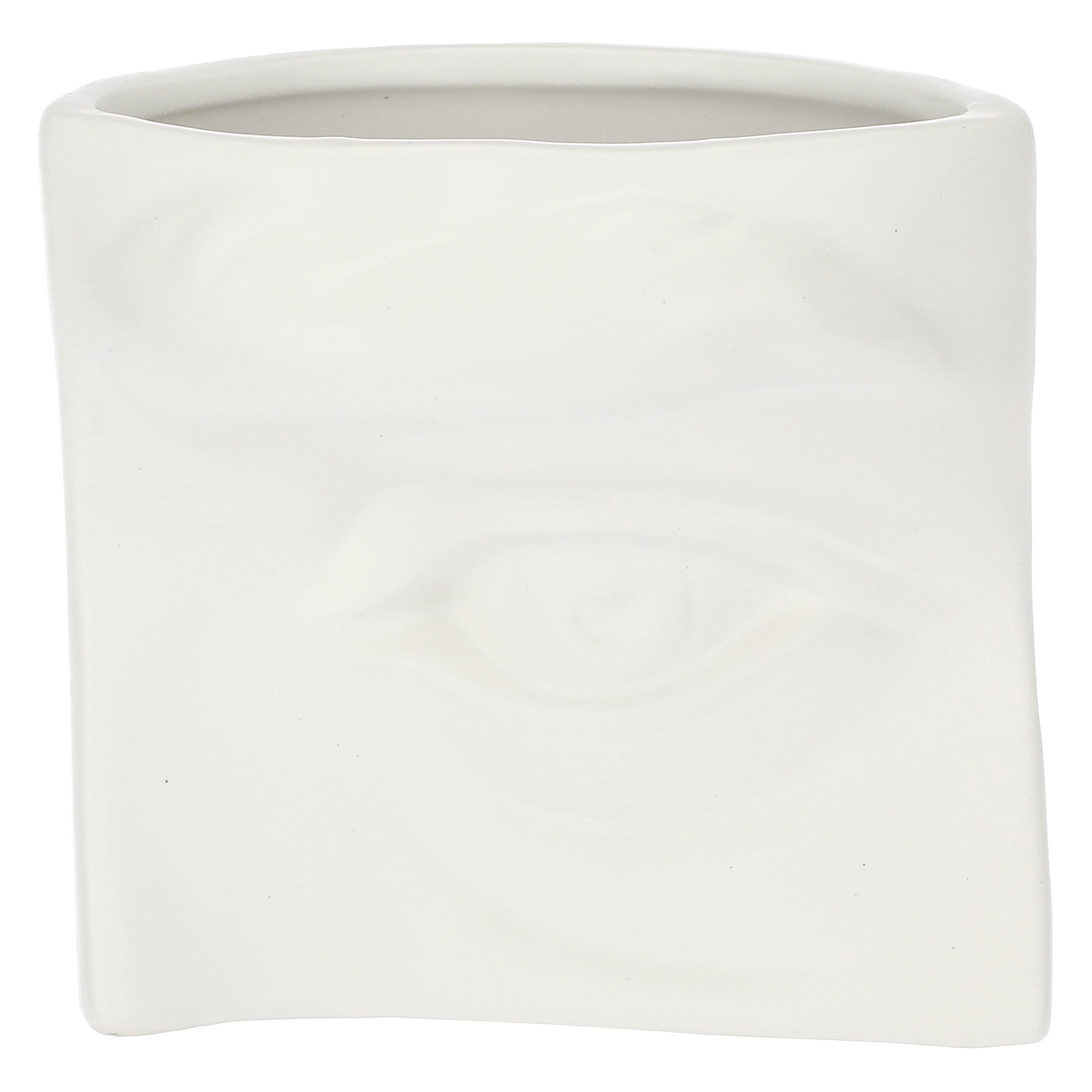 Set da 2, Vaso Deco Occhio S Bianco, Augusto - Ceramica, 15.5x9x11h cm
