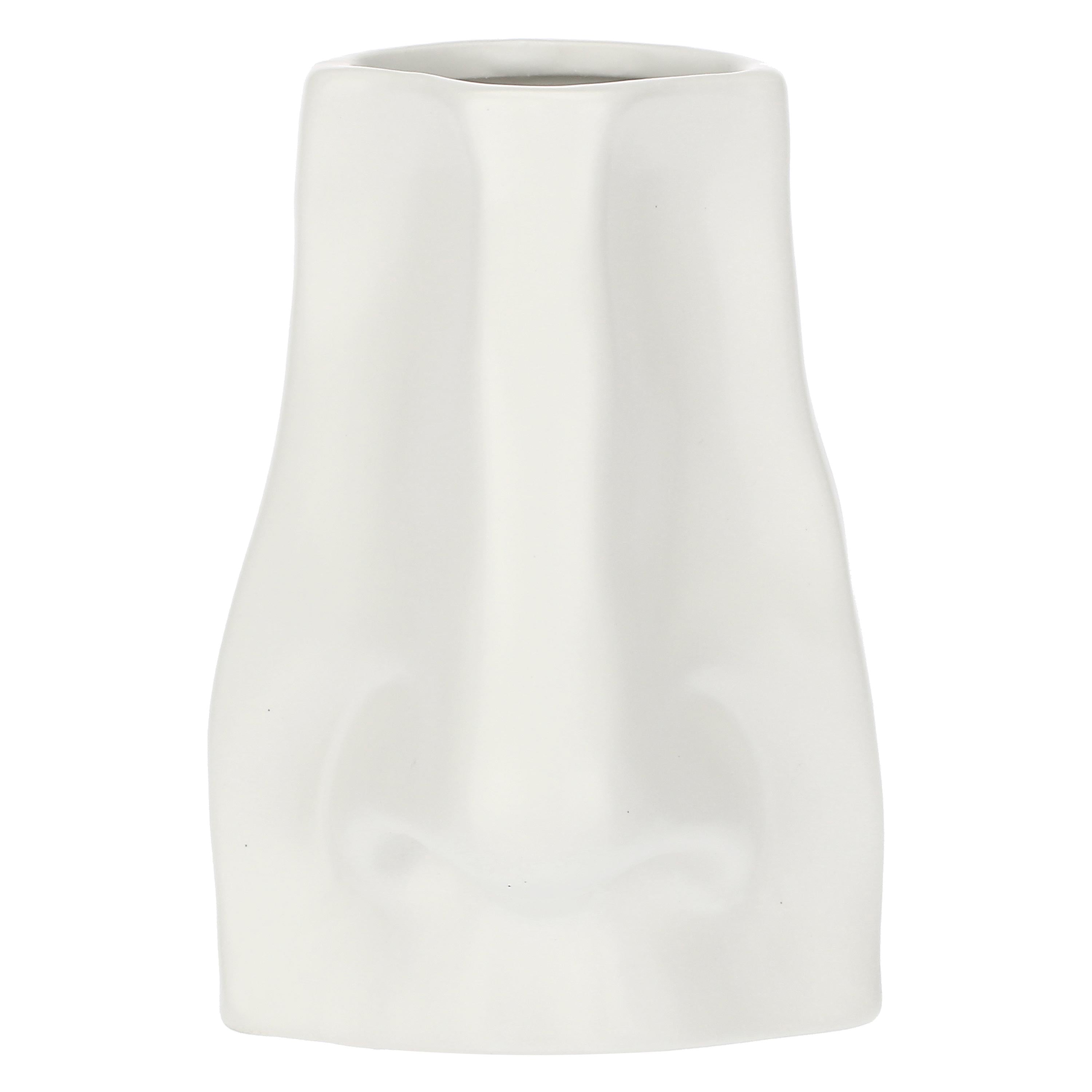 Set da 2, Vaso Deco Naso S Bianco, Augusto - Ceramica, 9.5x8x13h cm