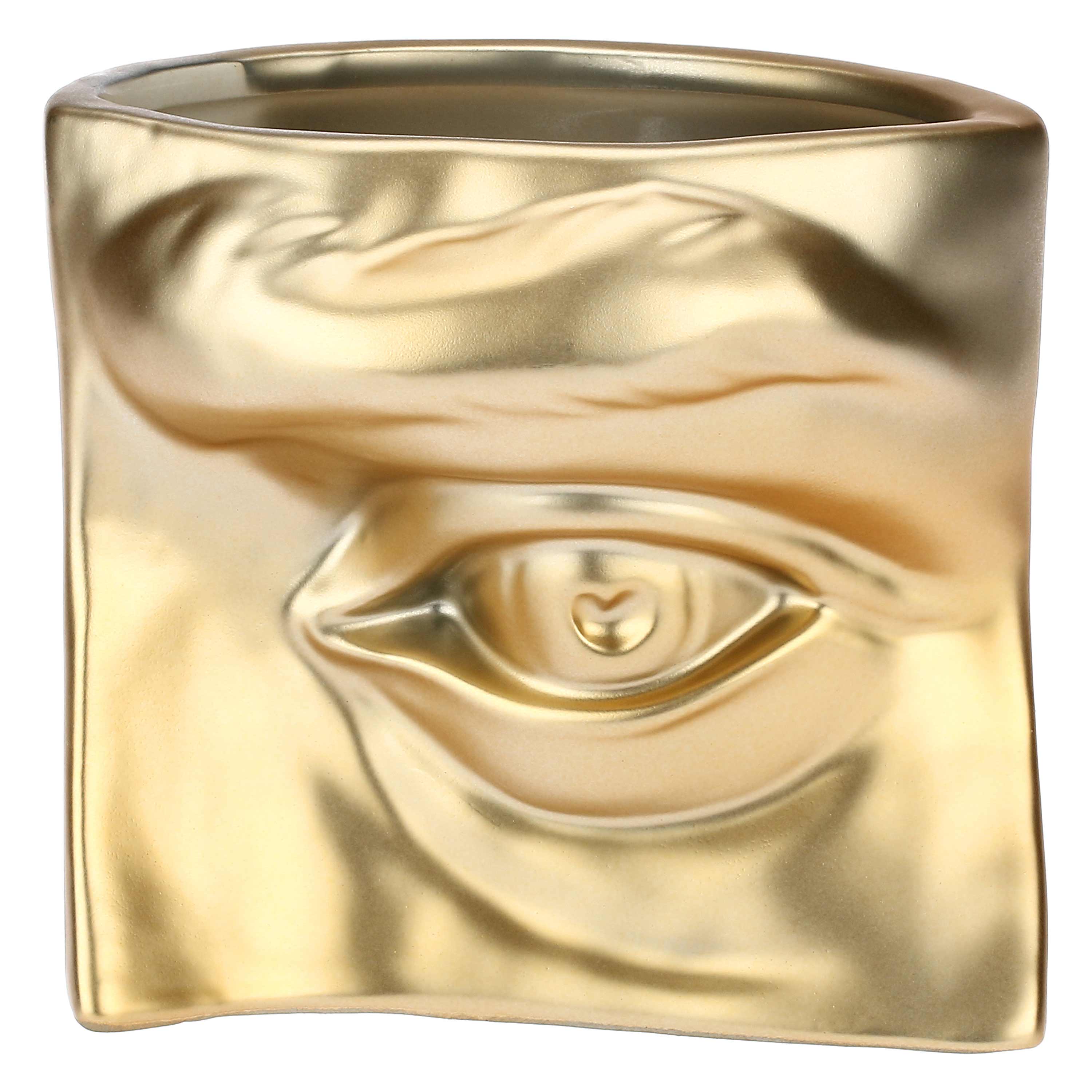 Set da 2, Vaso Deco Occhio S Oro, Augusto - Ceramica, 15.5x9x11h cm