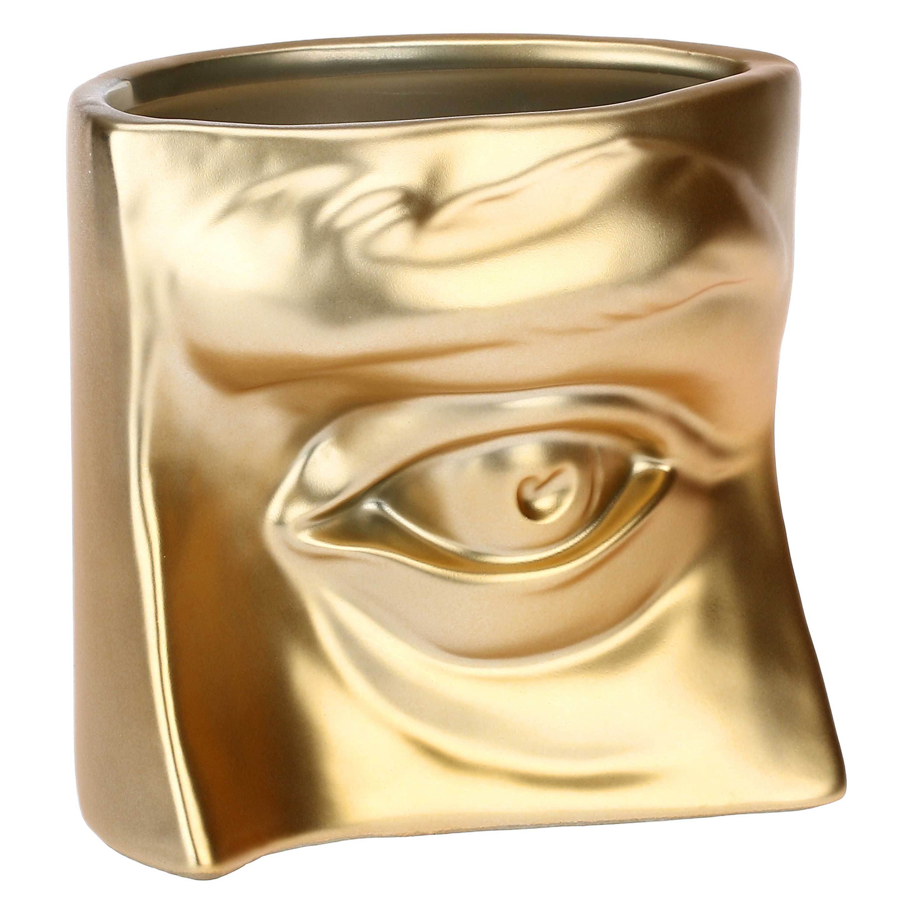 Set da 2, Vaso Deco Occhio S Oro, Augusto - Ceramica, 15.5x9x11h cm