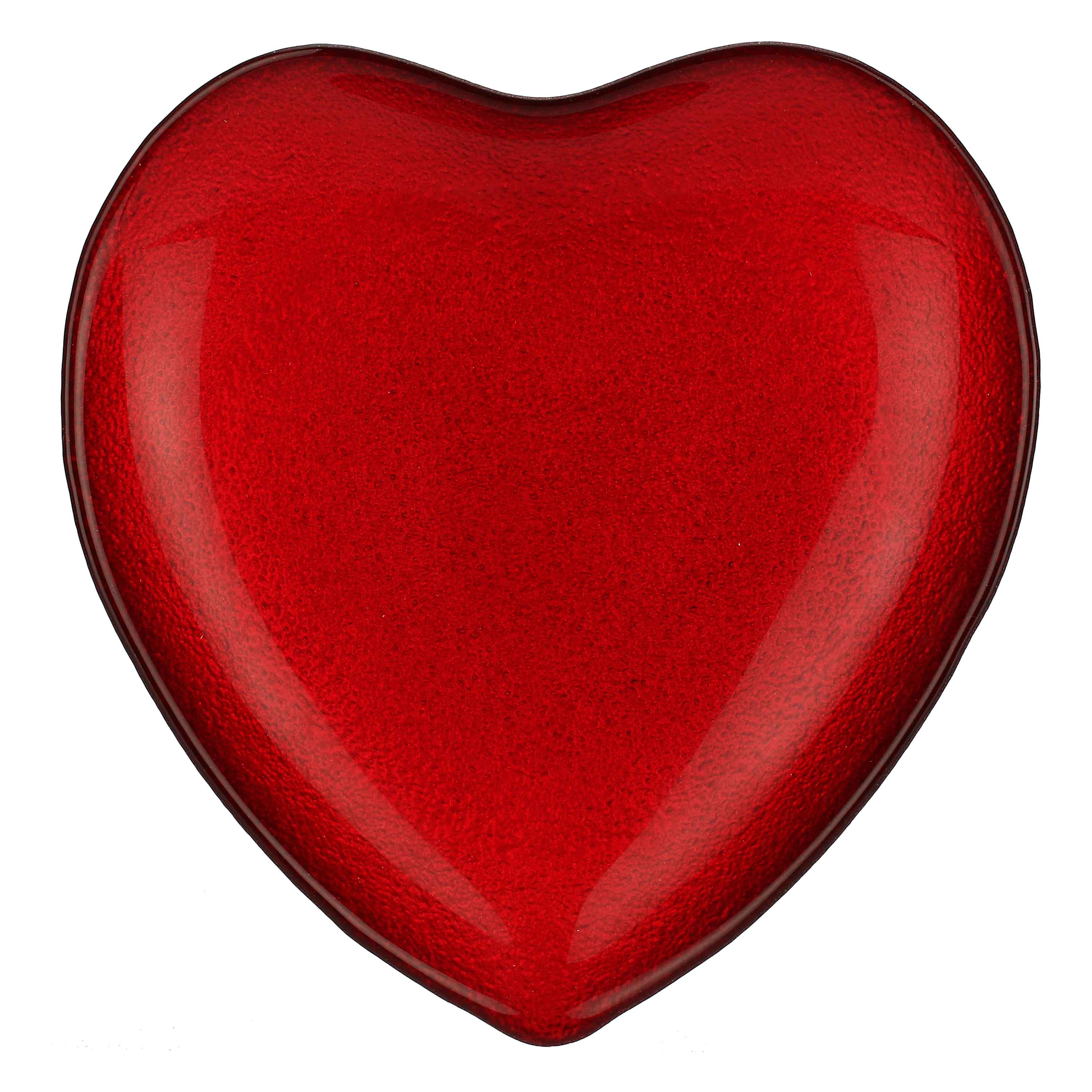 Set da 6, Piatto Cuore M Rosso, Neimieipensieri - Vetro, Ø 21,5 cm