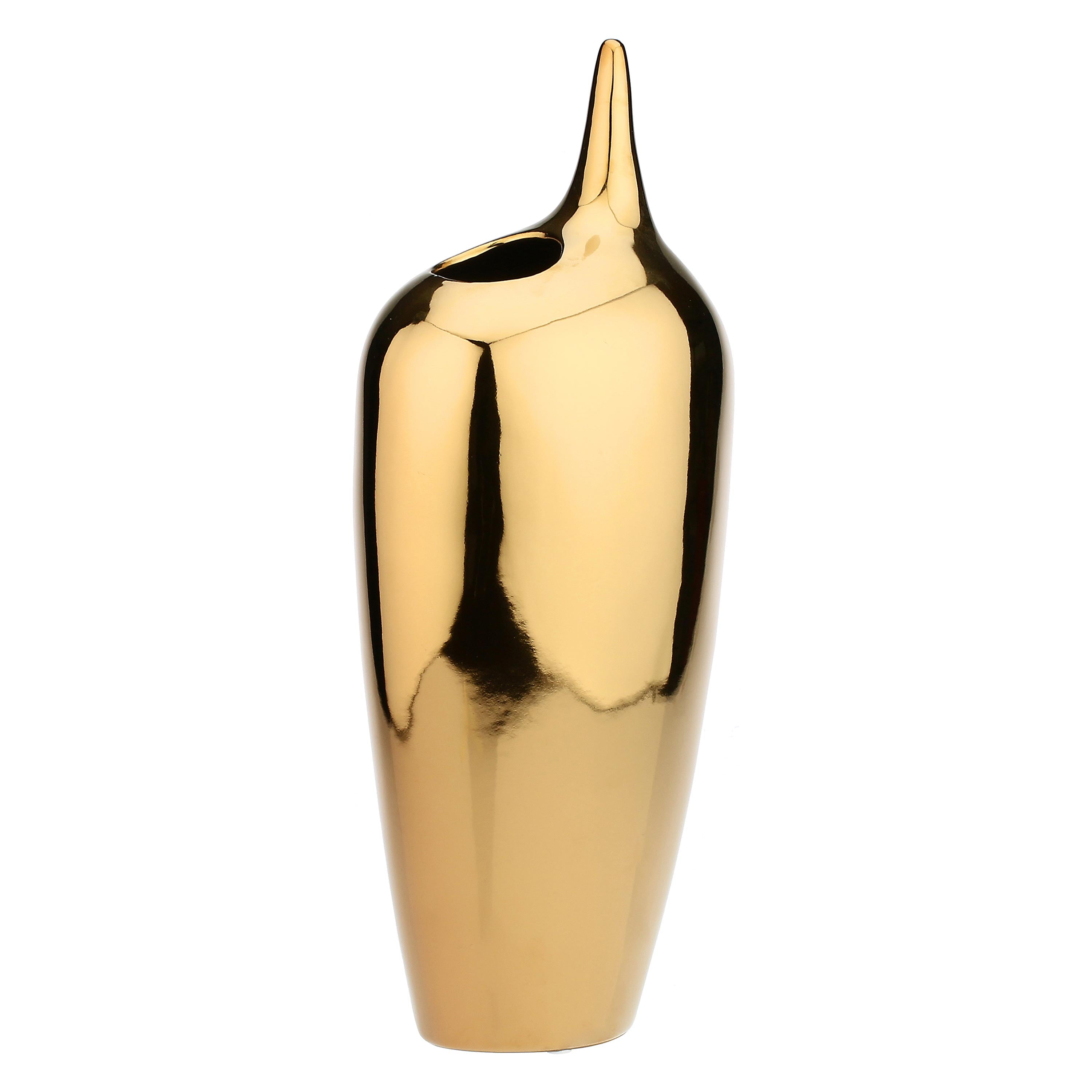 Vaso Decorativo Oro Alto, Oroliquido - Ceramica, Ø 10x30h cm