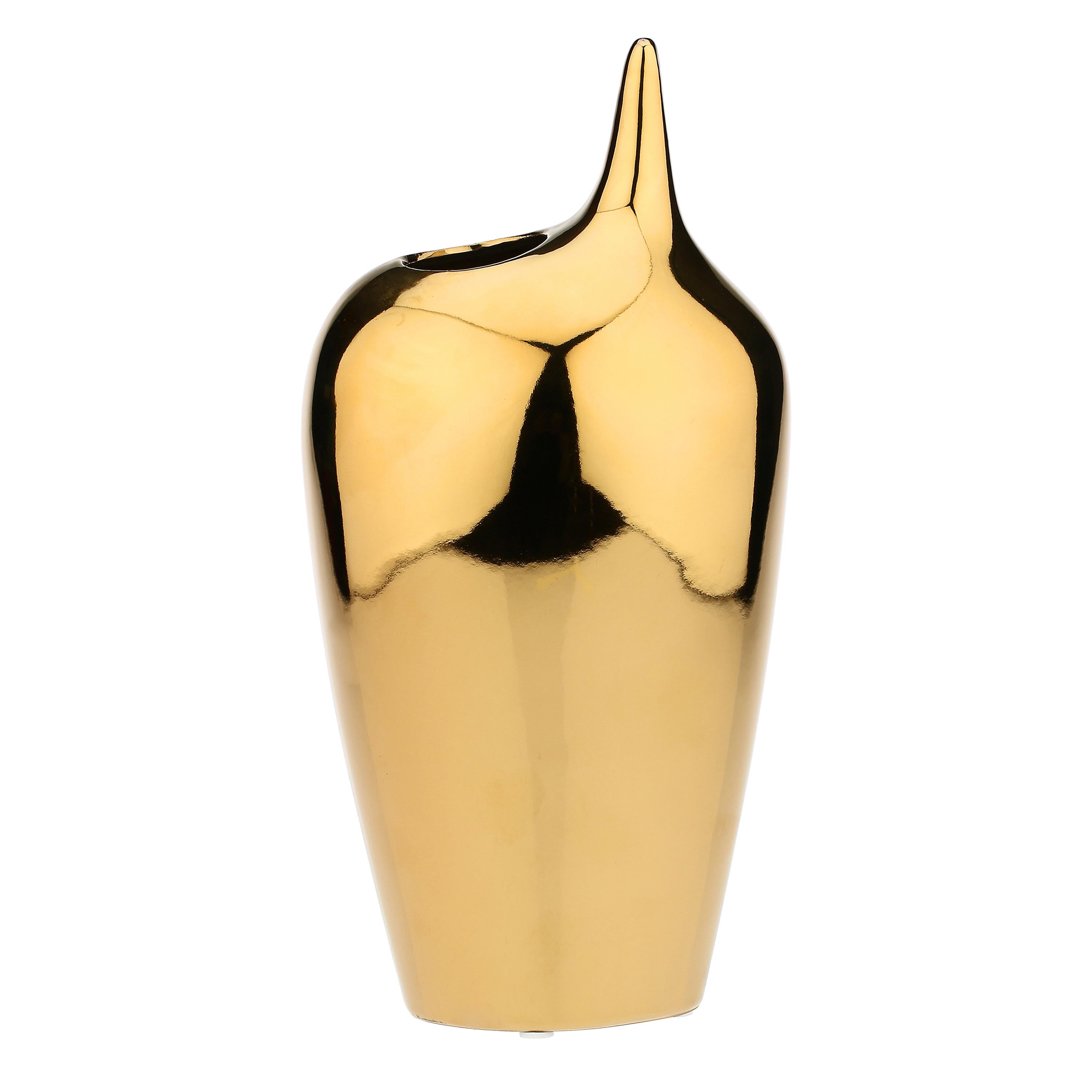 Vaso Decorativo Oro Medio, Oroliquido - Ceramica, Ø 10x30h cm