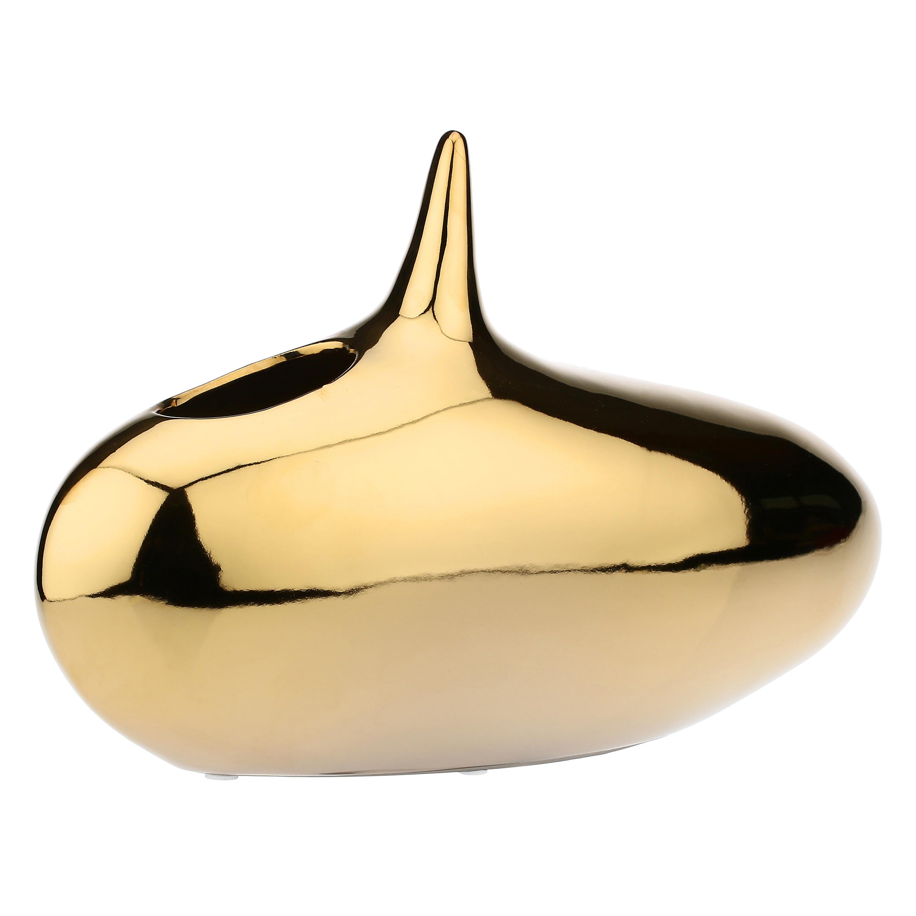 Vaso Decorativo Oro Basso, Oroliquido - Ceramica, Ø 10x30h cm