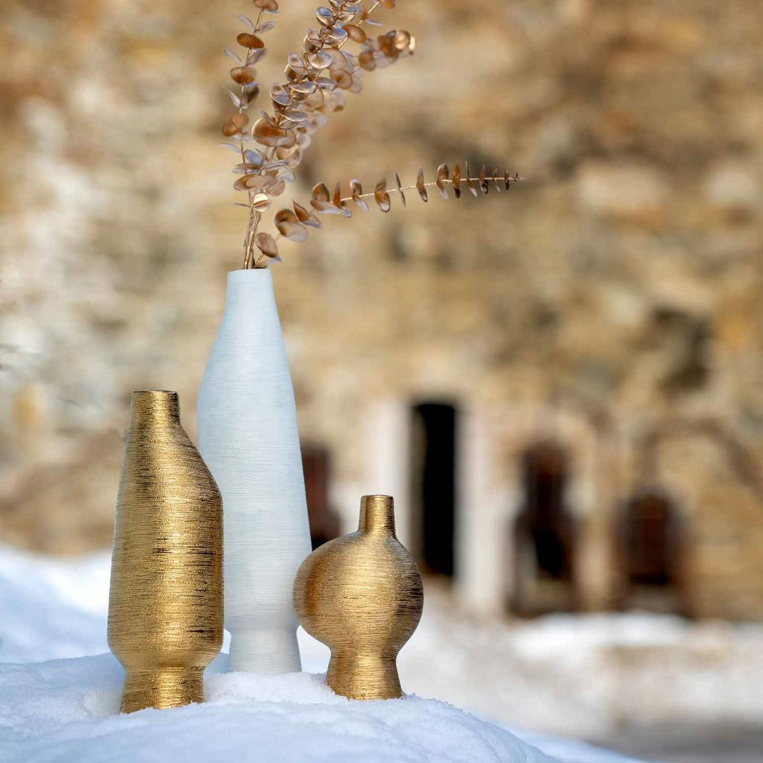 Vaso Decorativo S Oro, Eufemia - Ceramica, Ø 10x30h cm