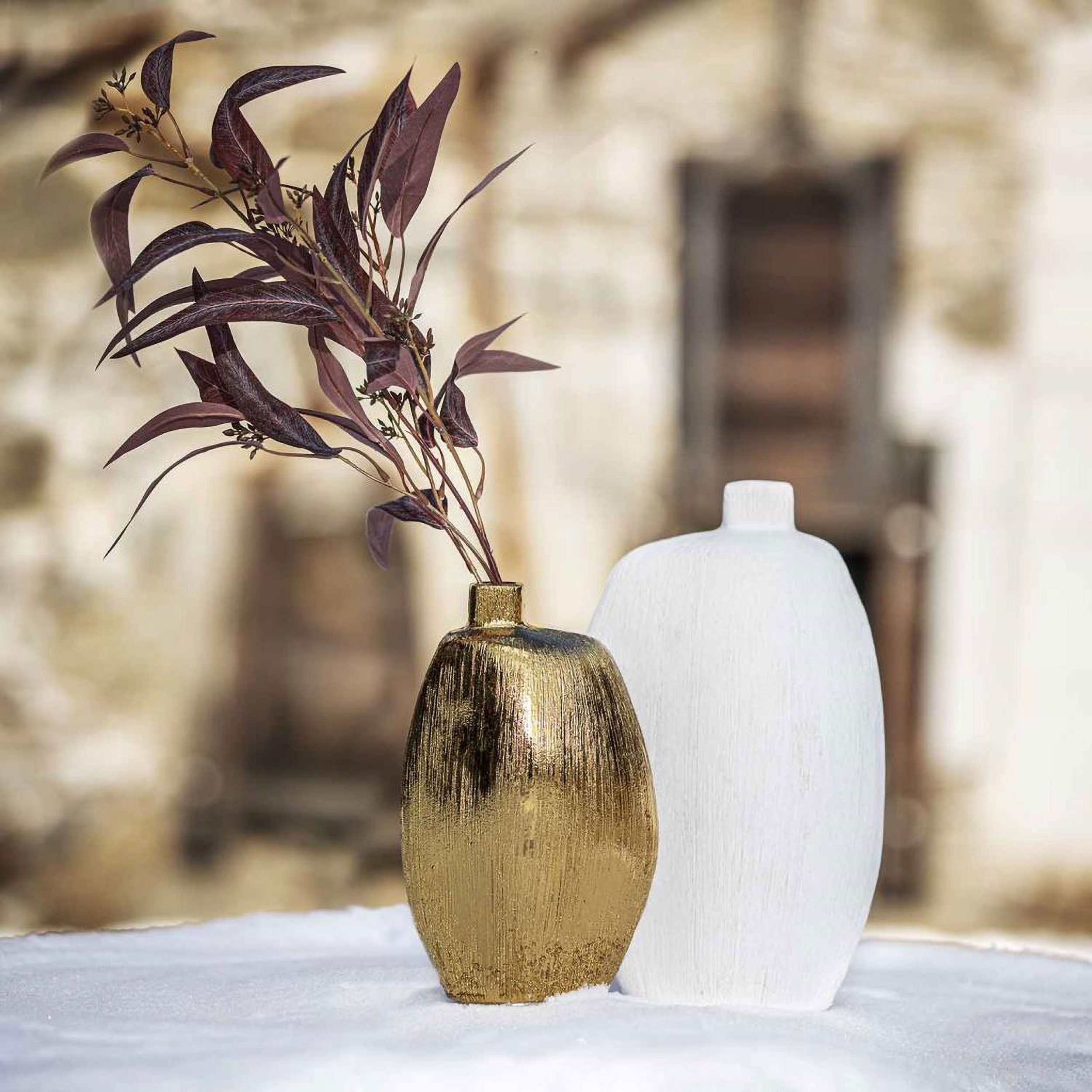 Vaso Decorativo M Oro, Ermacora - Ceramica, Ø 10x30h cm