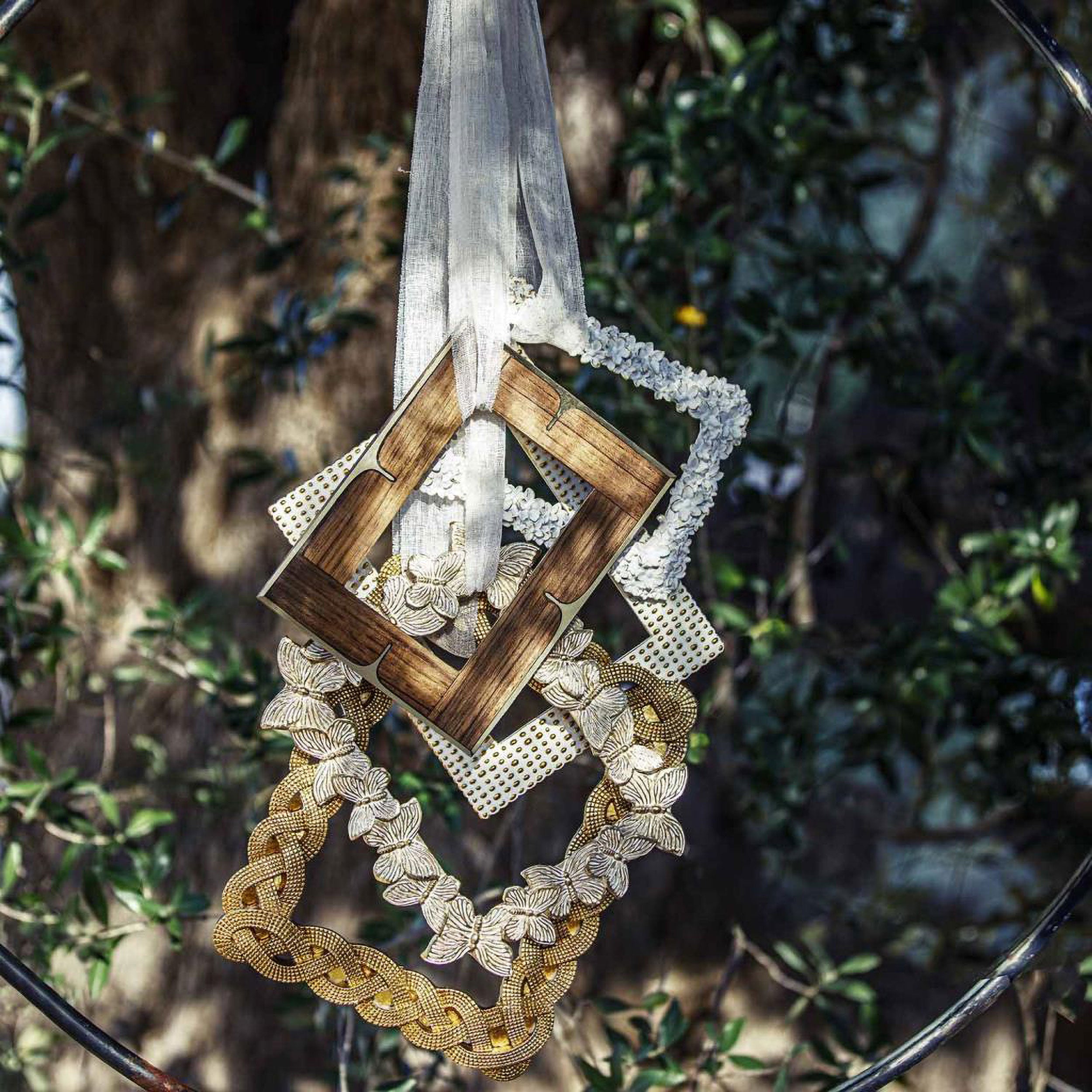 Petali Portafoto, Miranda - Legno Riciclato E Metallo, 19x1x24h cm