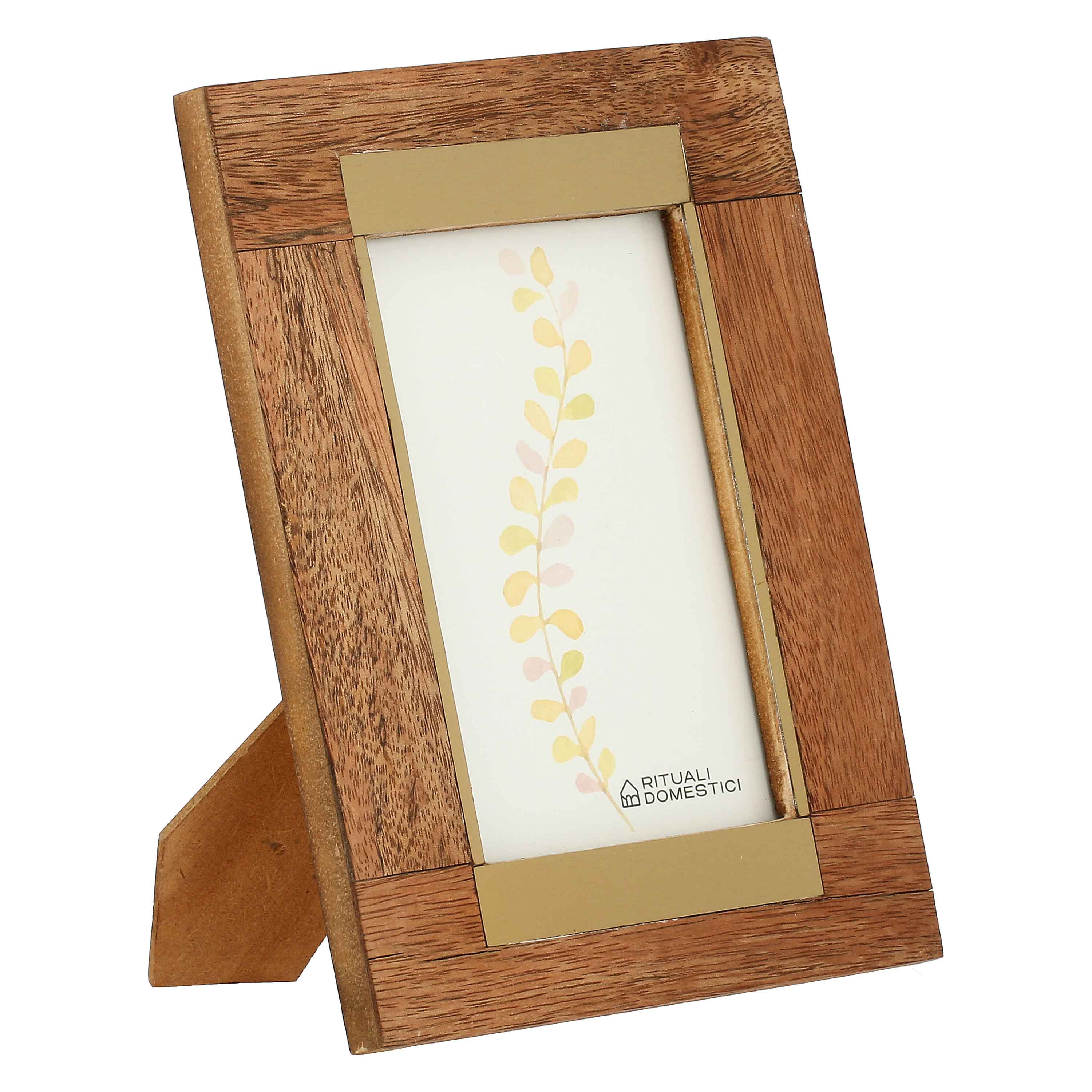 Rettangoli Portafoto, Miranda - Legno Riciclato E Metallo, 16,5x1x21,5h cm