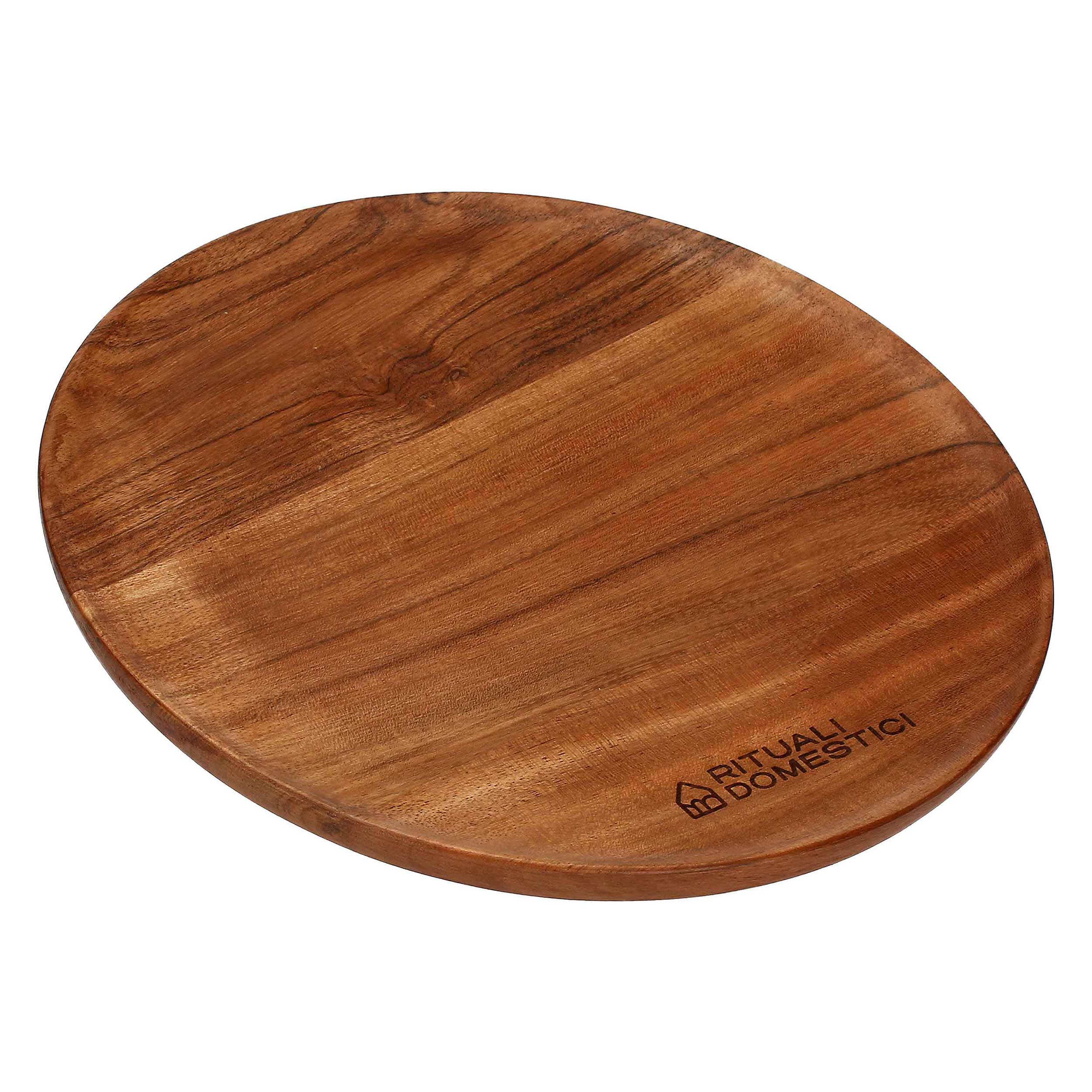 Vassoio Rotondo In Acacia, Nonperilmiele - Legno di Acacia, 25x25x1,5h cm