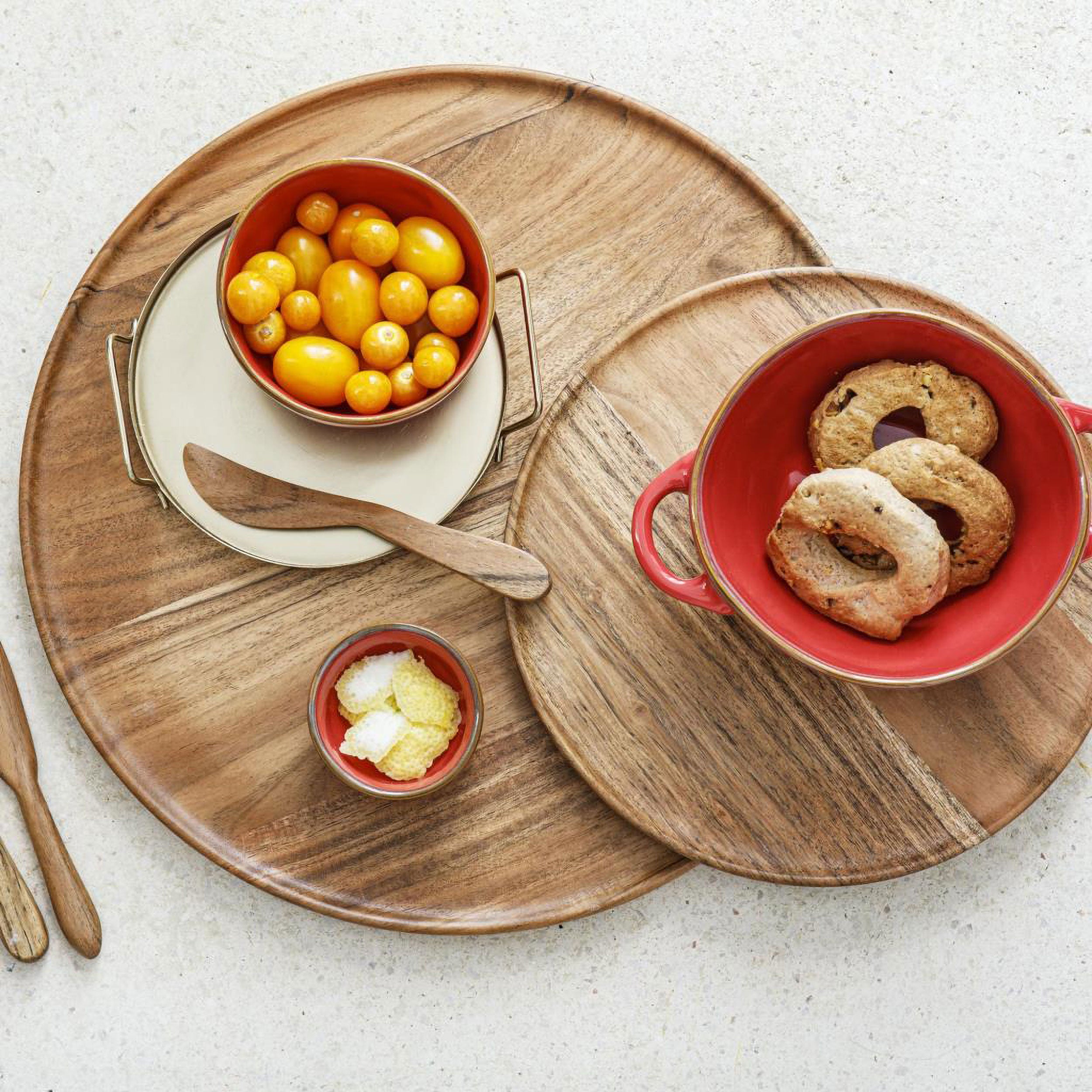 Vassoio Rotondo In Acacia, Nonperilmiele - Legno di Acacia, 25x25x1,5h cm