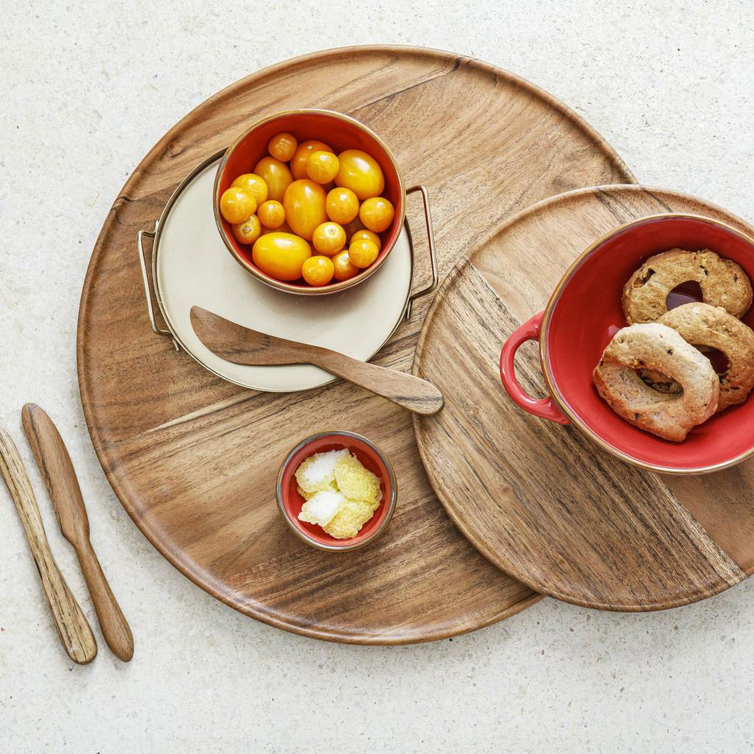 Vassoio Rotondo In Acacia, Nonperilmiele - Legno di Acacia, 36x36x1,5h cm