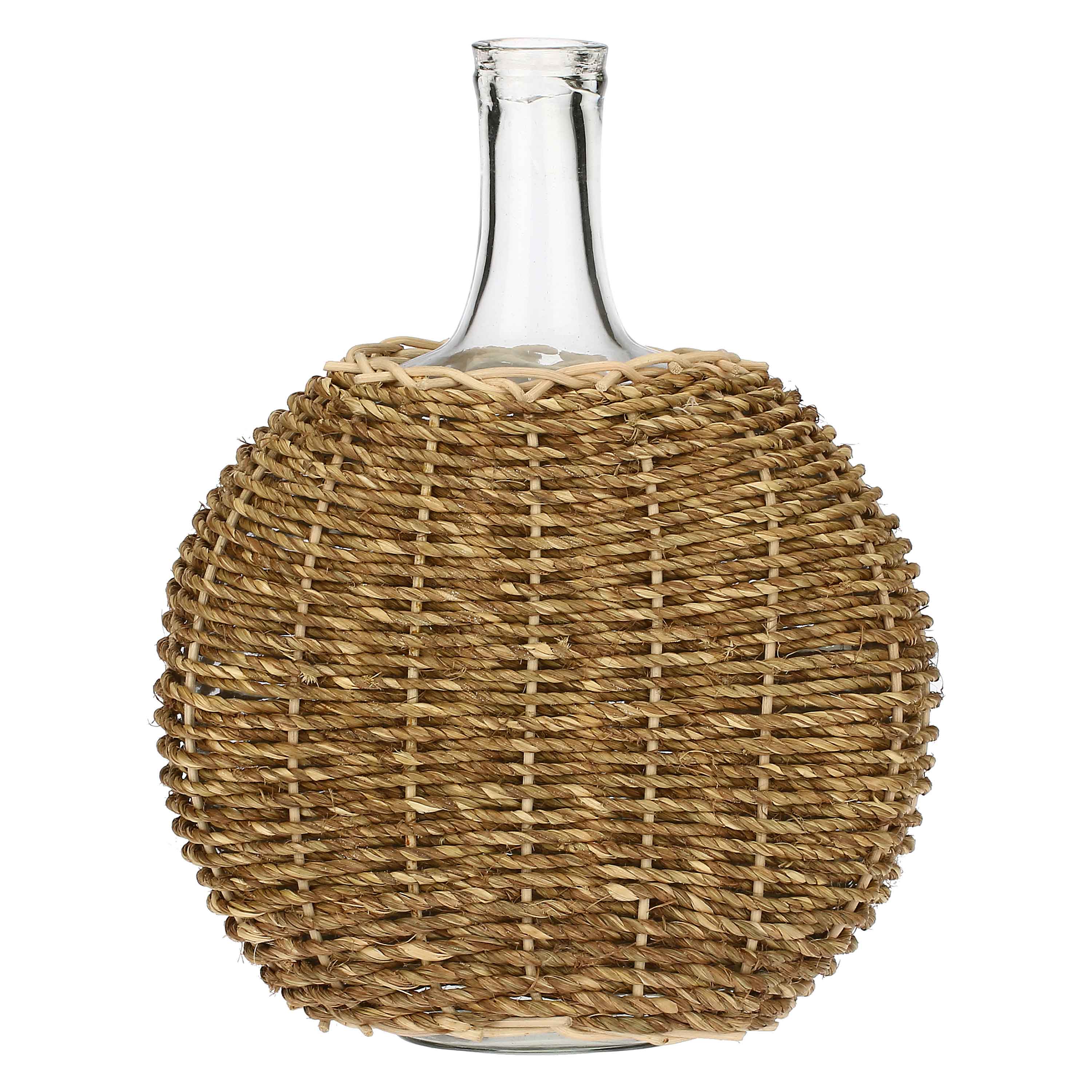 Fiaschetta Bassa, Fischiperfiaschi - Vetro E Corda, 17x17x19h cm