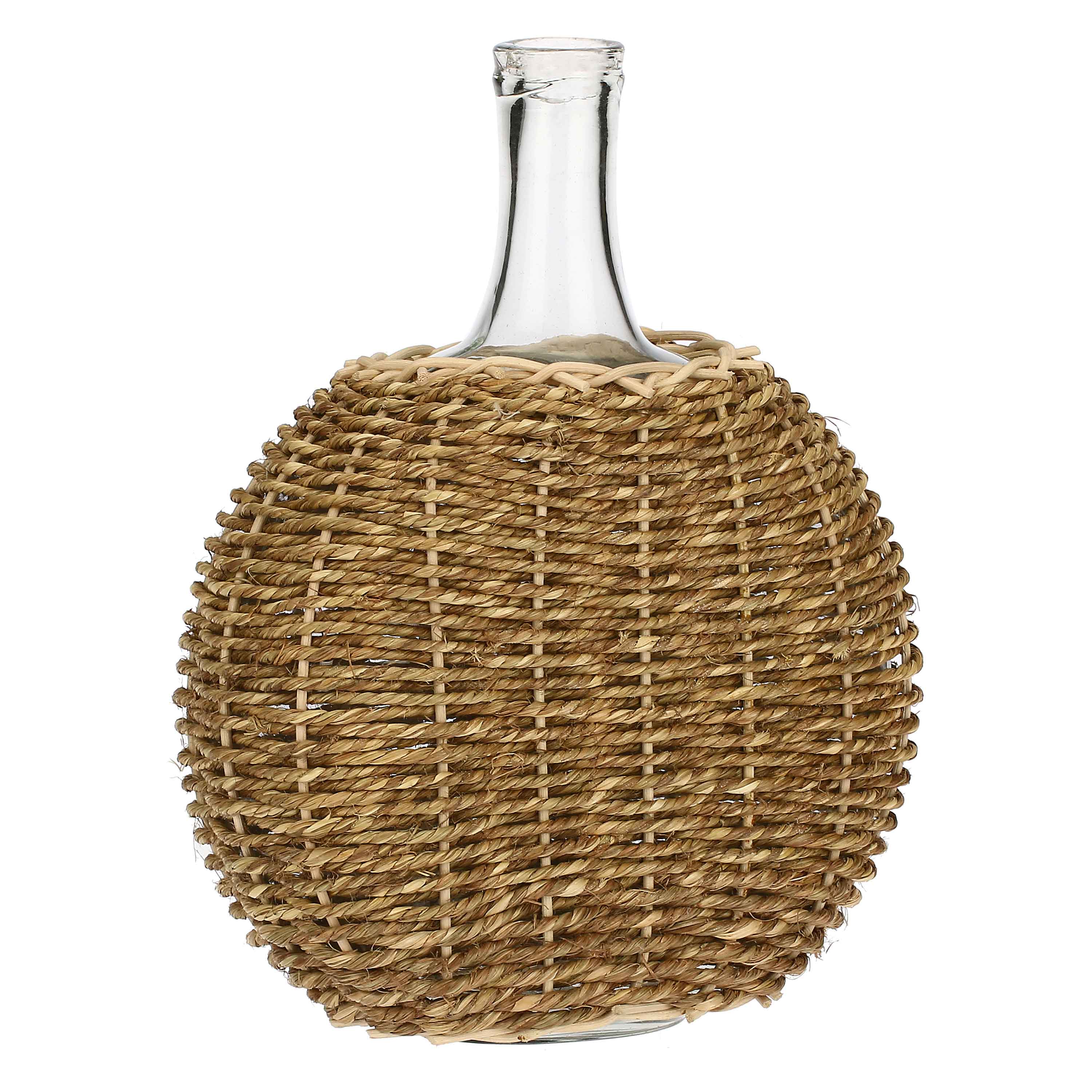 Fiaschetta Bassa, Fischiperfiaschi - Vetro E Corda, 17x17x19h cm
