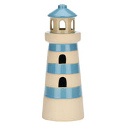 Porta T-Light Faro Azzurro, Inlontananza - Gres, 15,5x7x14h cm