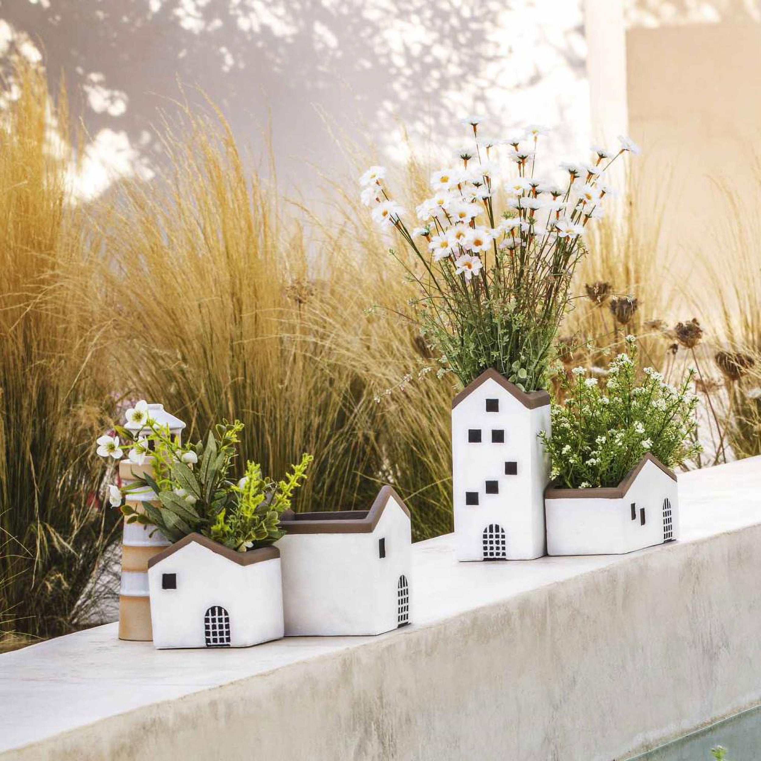 Cachepot Casa Quadrata M, Sullacosta - Resina cementizia, 11x11x12.5h cm