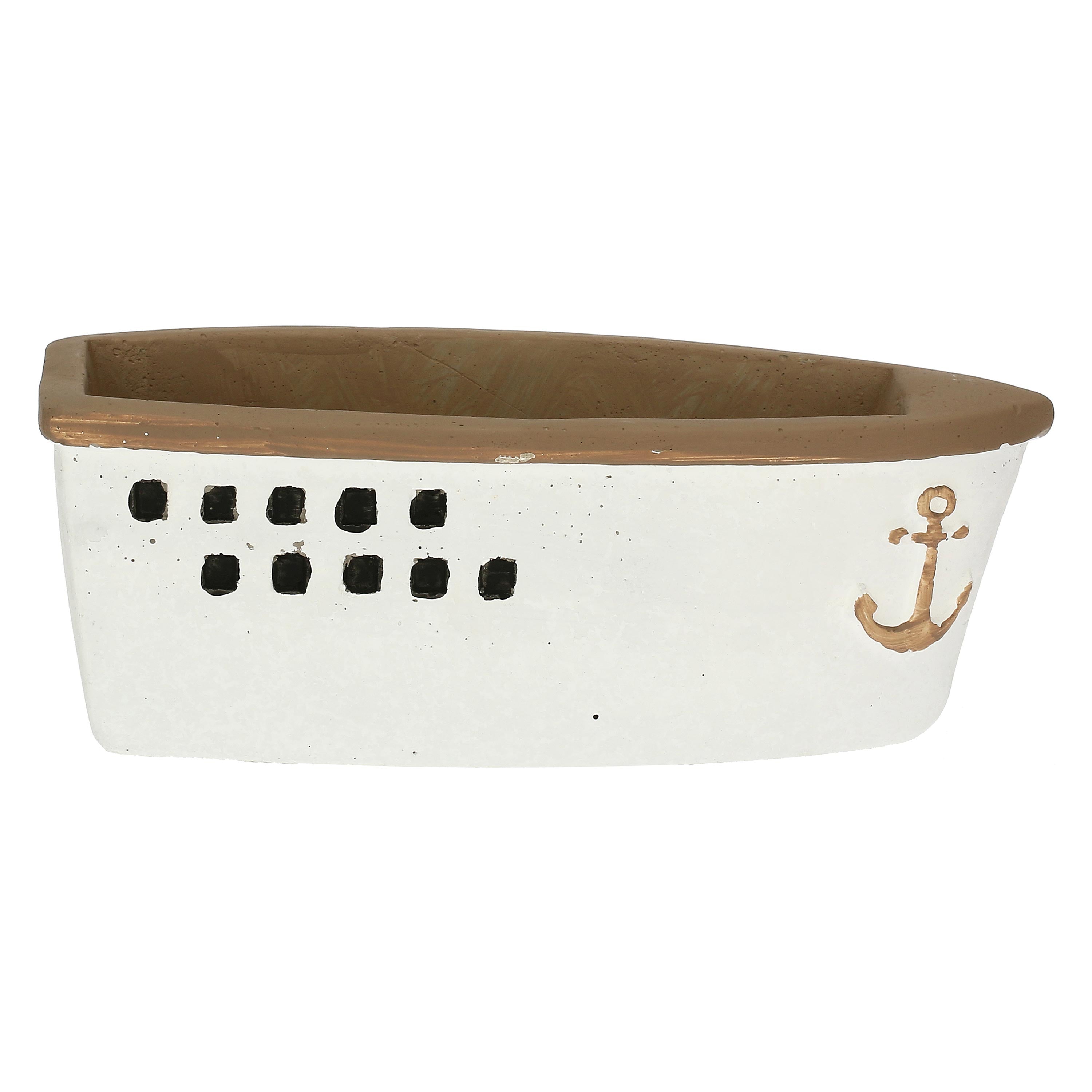 Cachepot Barca M, Sullacosta - Resina cementizia, 15,5x7x14h cm